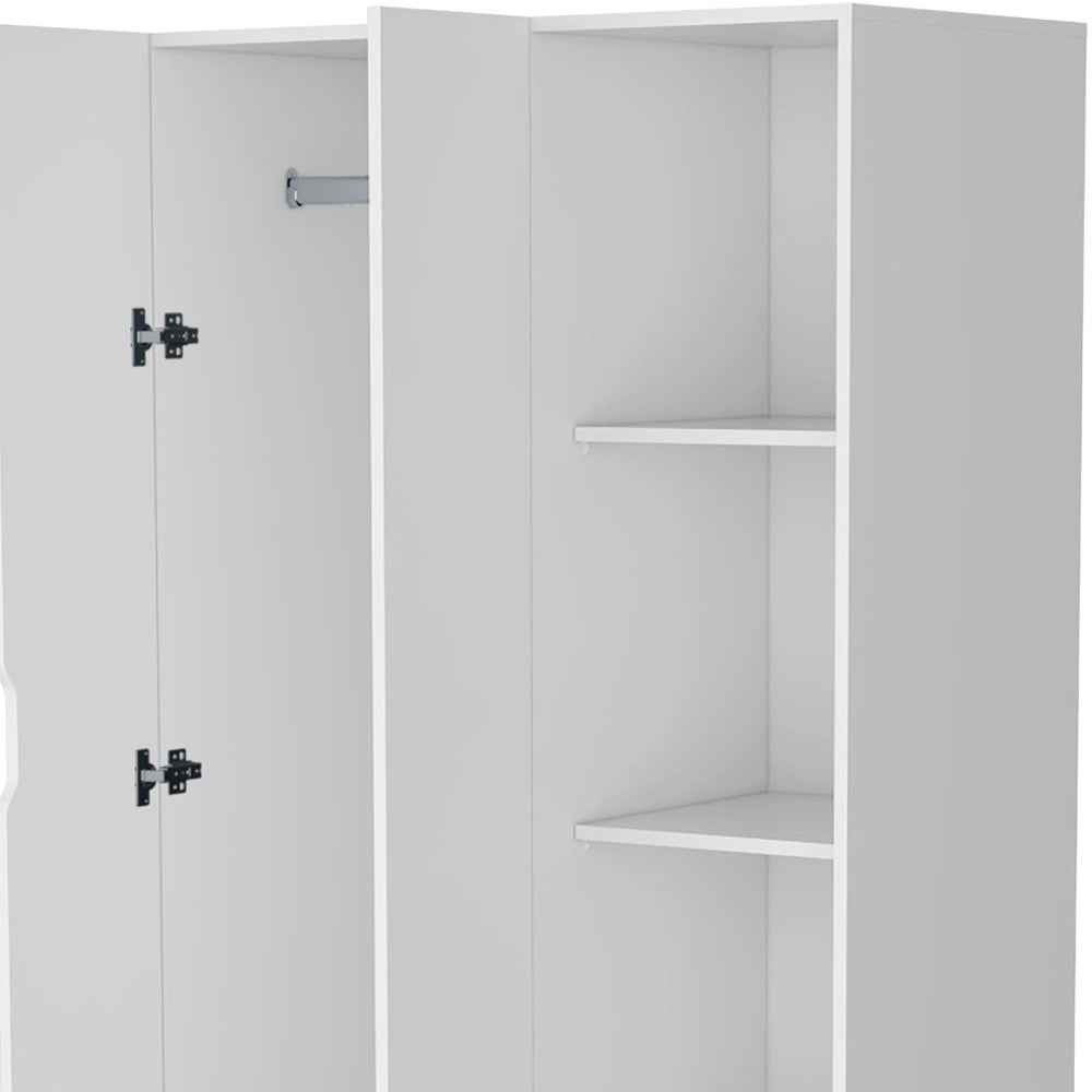 71" White Wood Two Door Single Drawer Combo Dresser