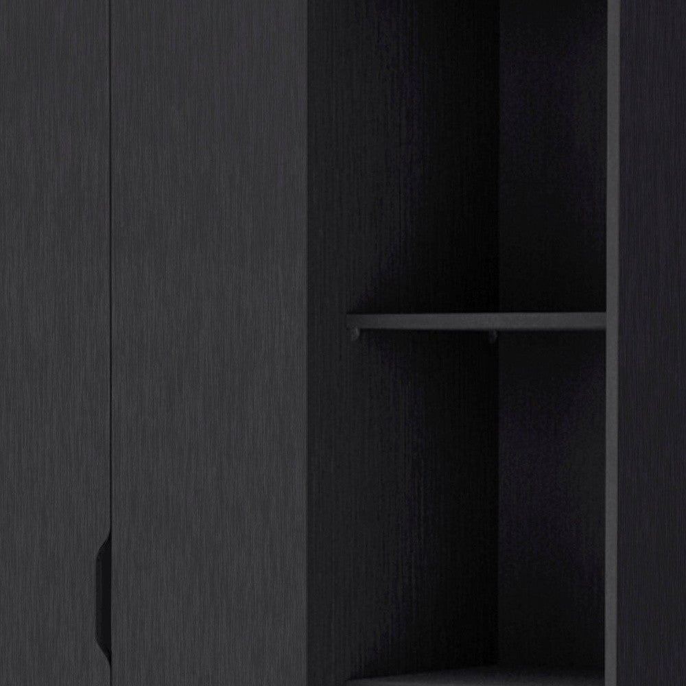 71" Black Wood Two Door Single Drawer Combo Dresser