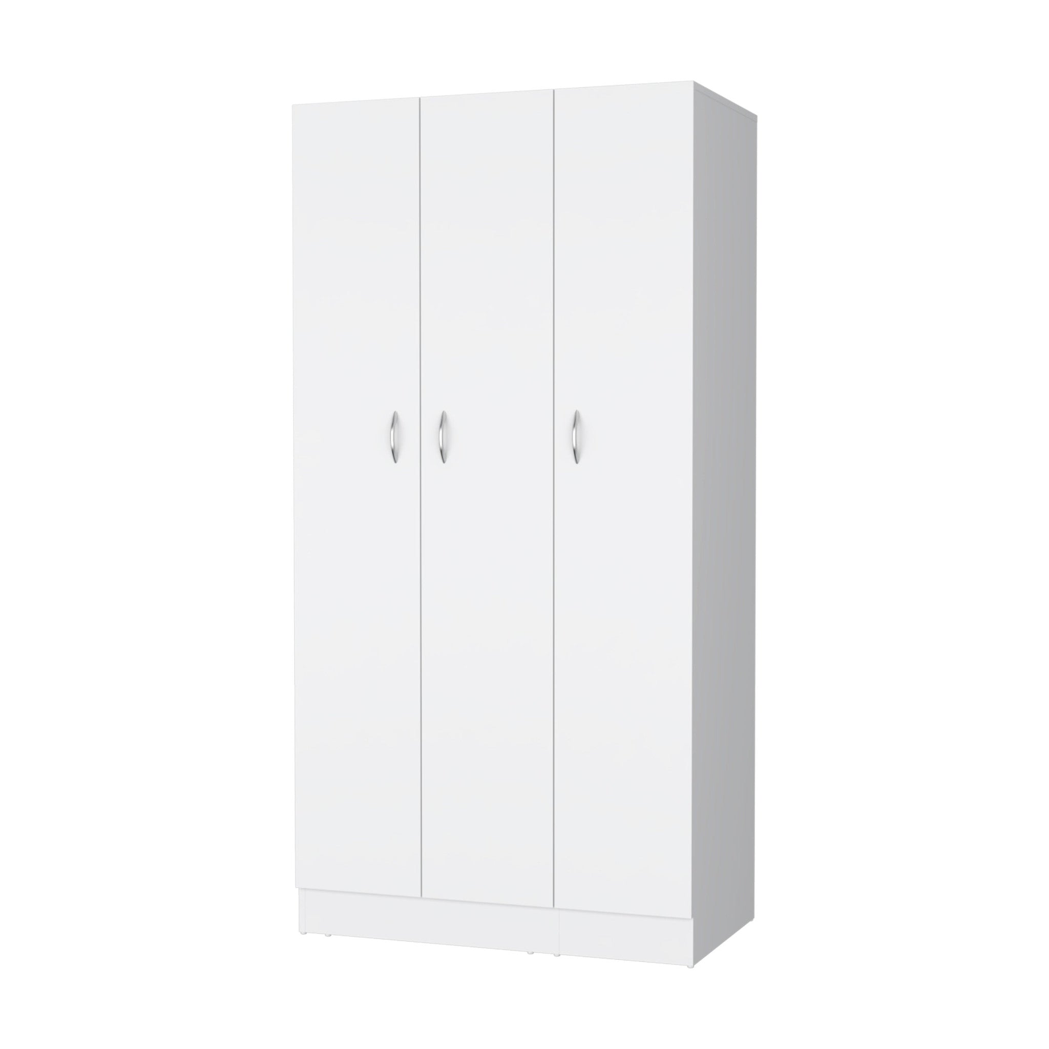 71" White Wood Three Door Two Drawer Combo Dresser