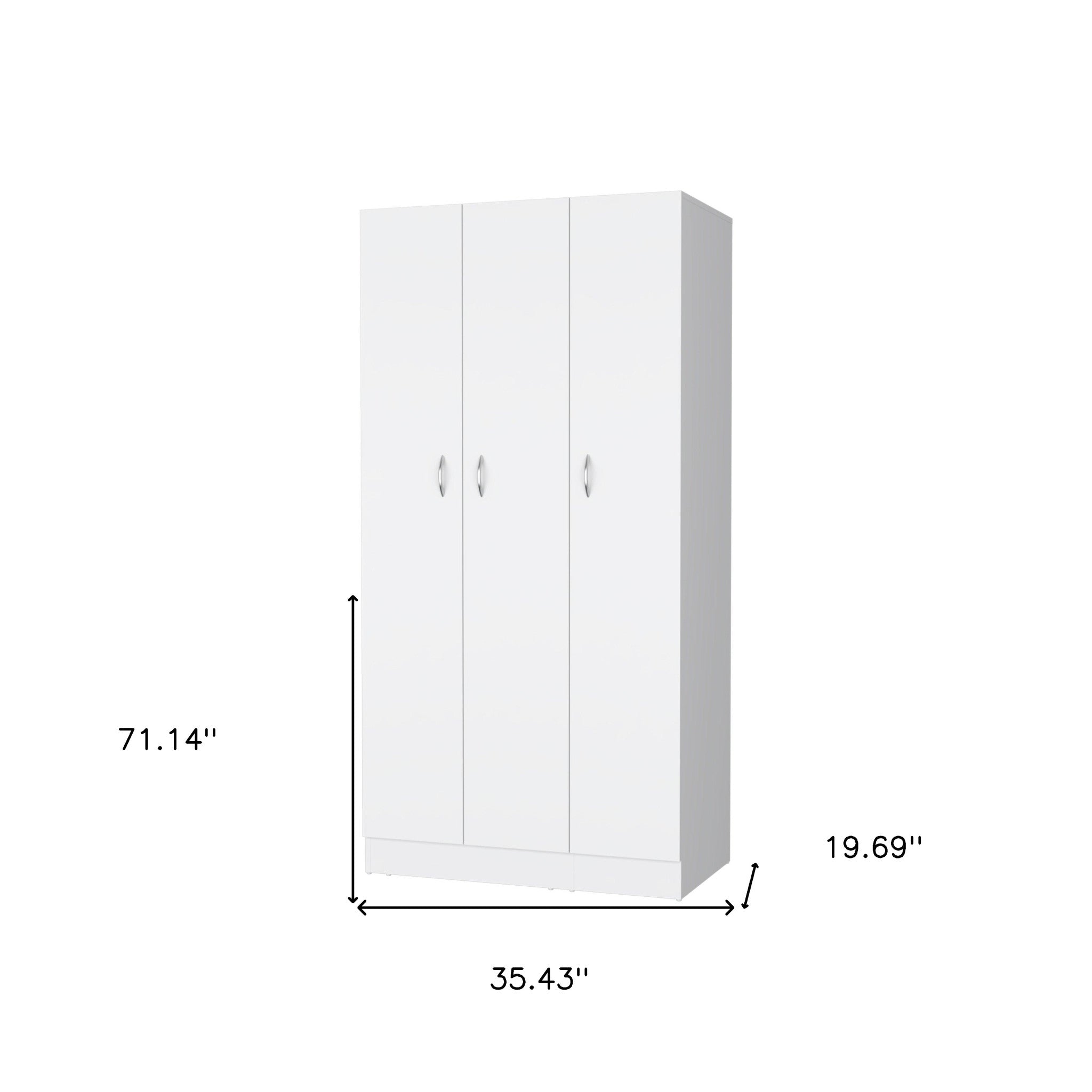71" White Wood Three Door Two Drawer Combo Dresser
