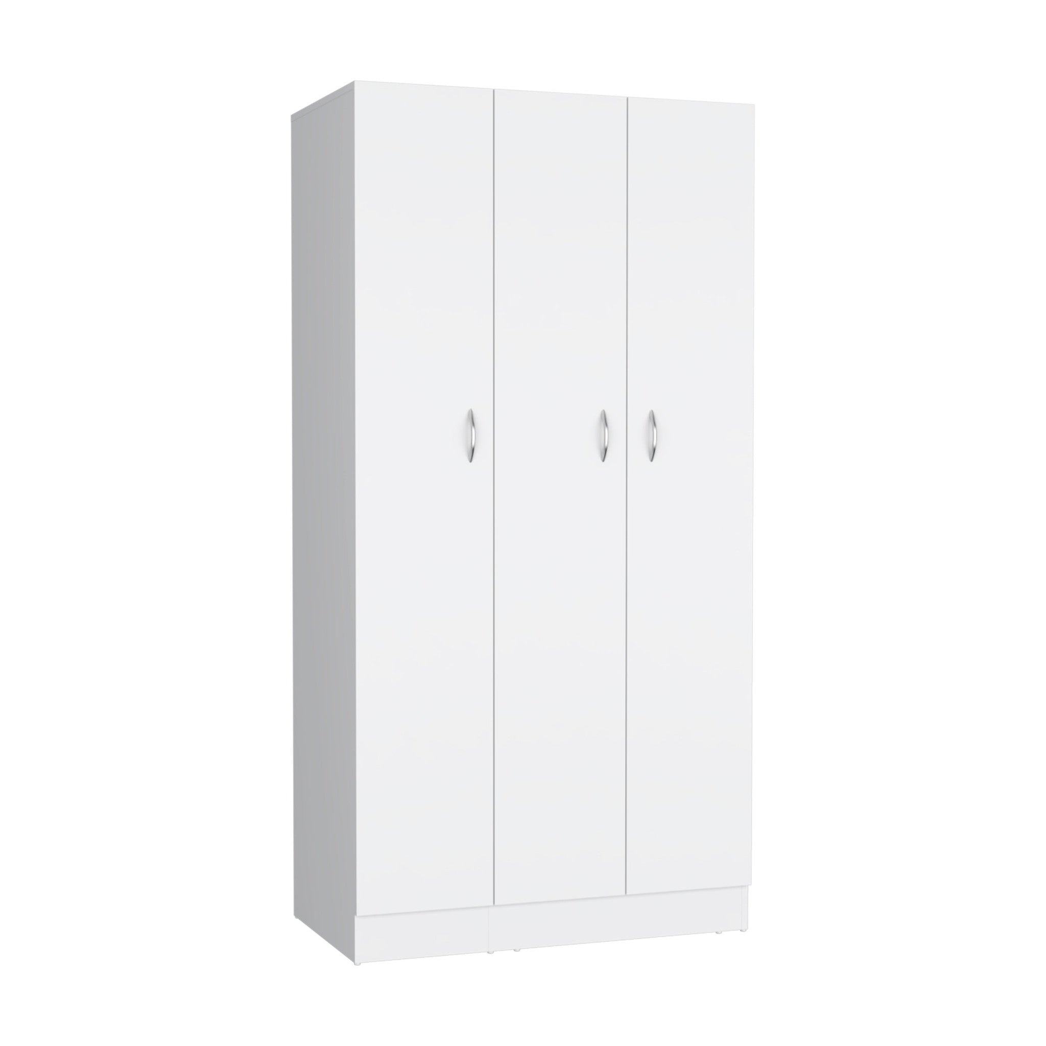 71" White Wood Three Door Two Drawer Combo Dresser