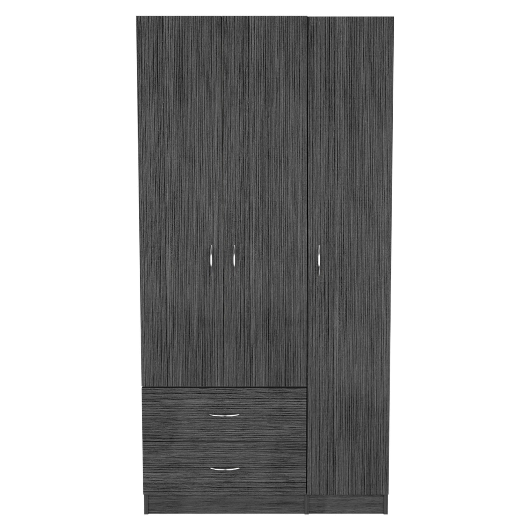 71" Dark Gray Wood Three Door Two Drawer Combo Dresser