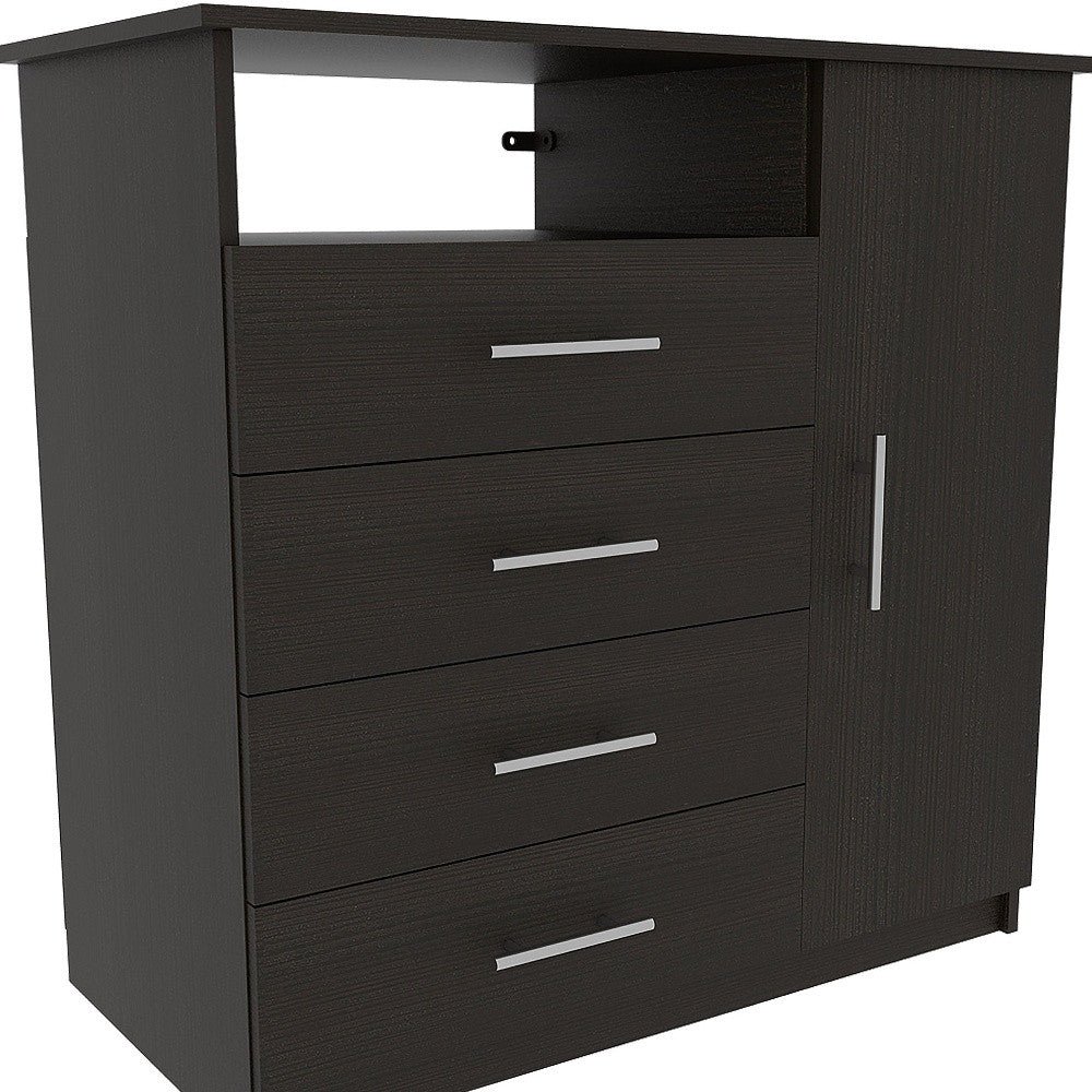 36" Black Wood Four Drawer Dresser