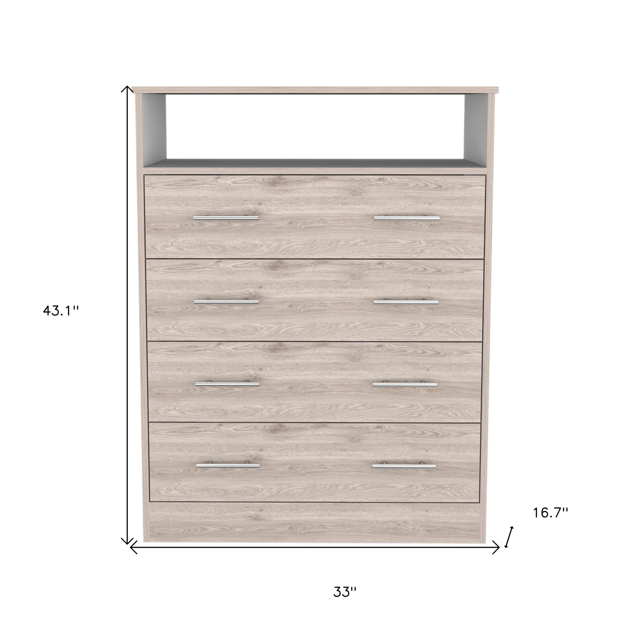 33" Oak Wood Four Drawer Dresser