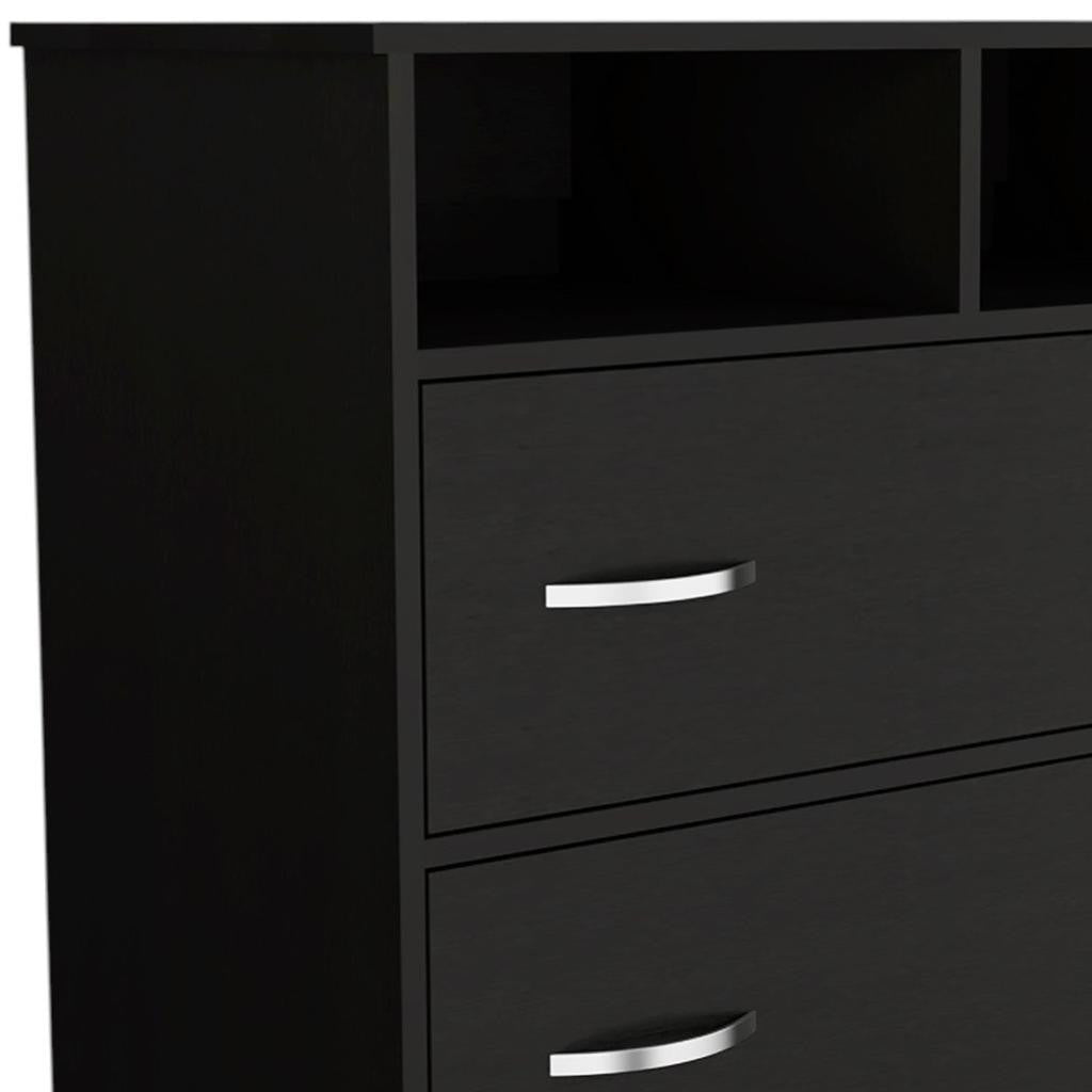 32" Black Wood Two Drawer Dresser