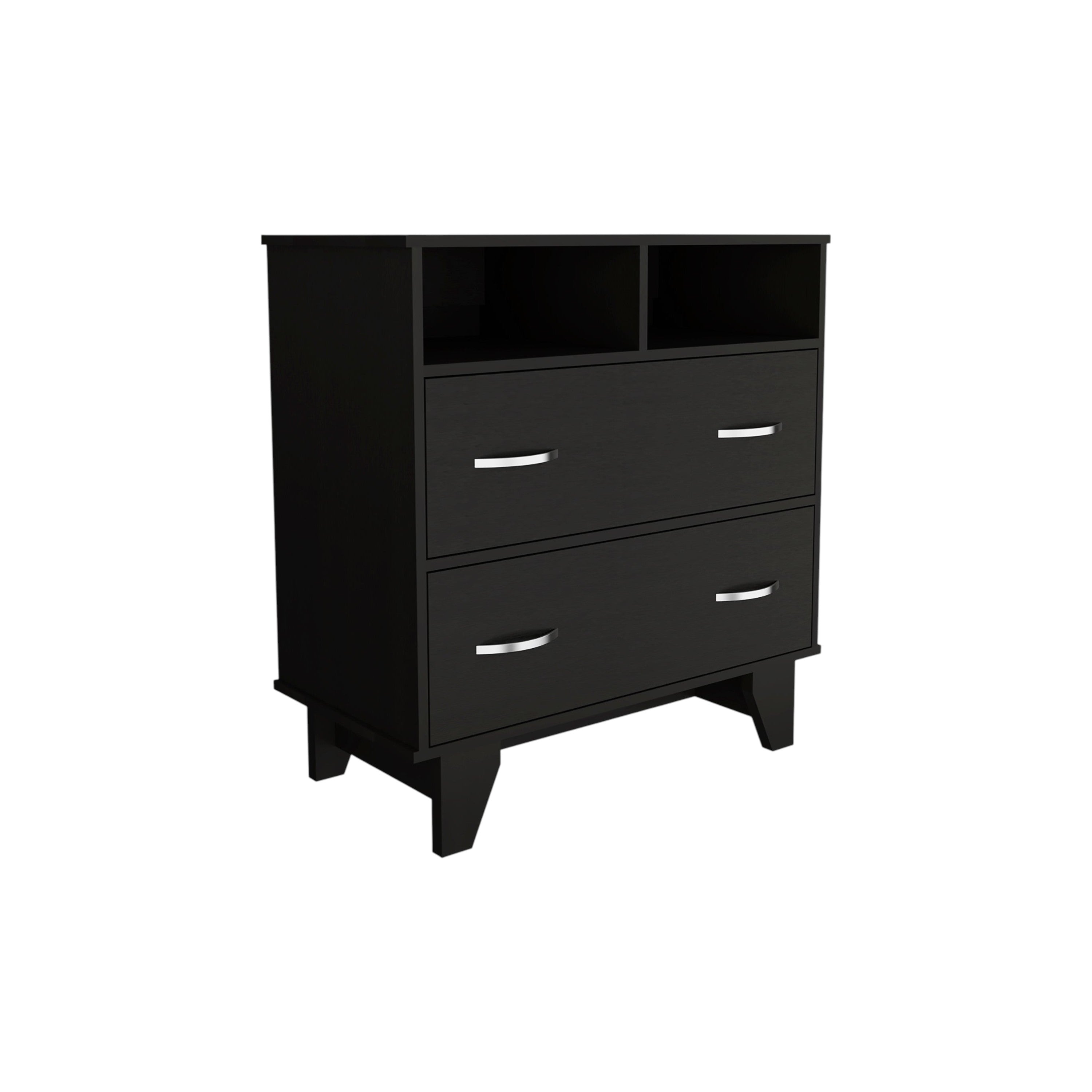 32" Black Wood Two Drawer Dresser