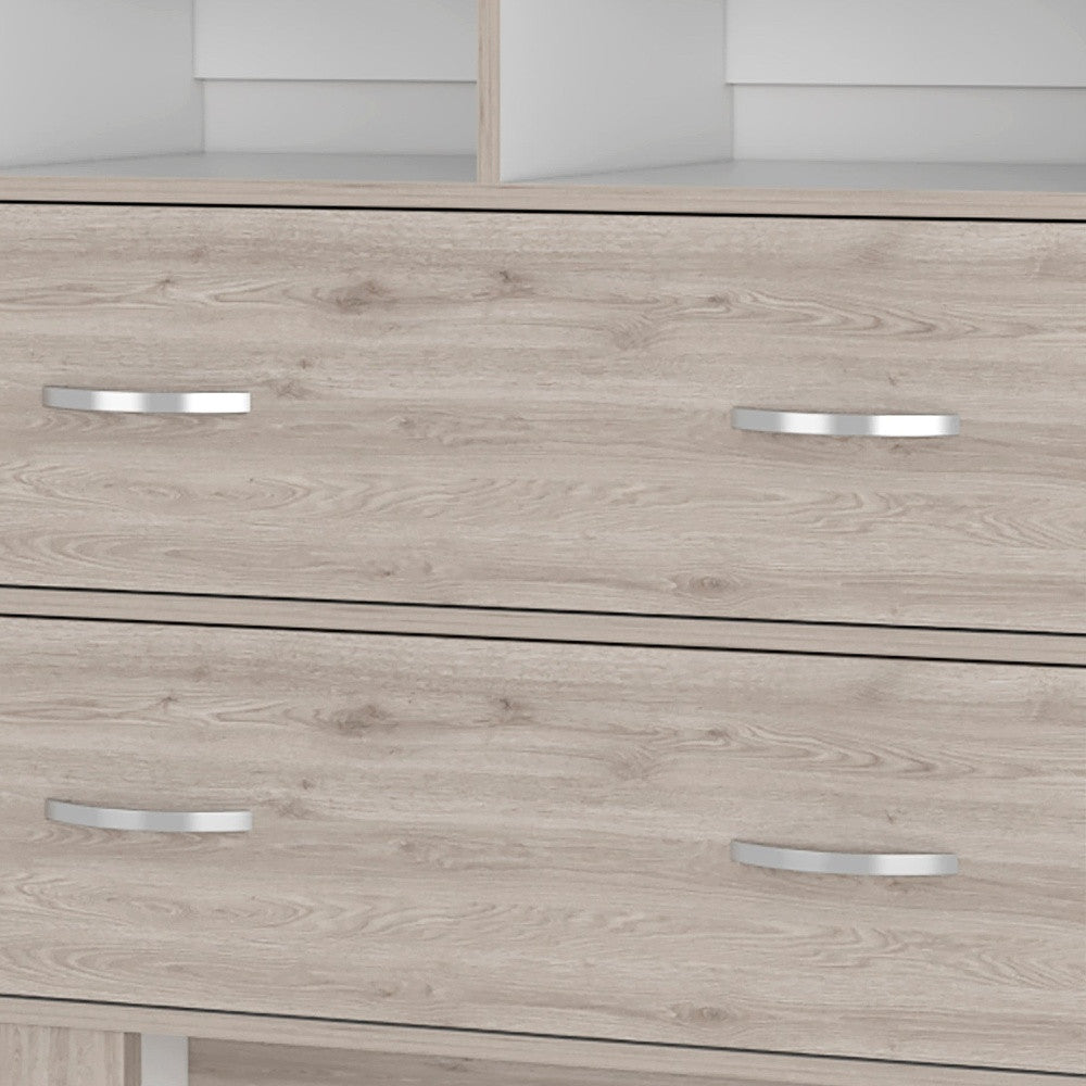 32" Oak Wood Two Drawer Dresser