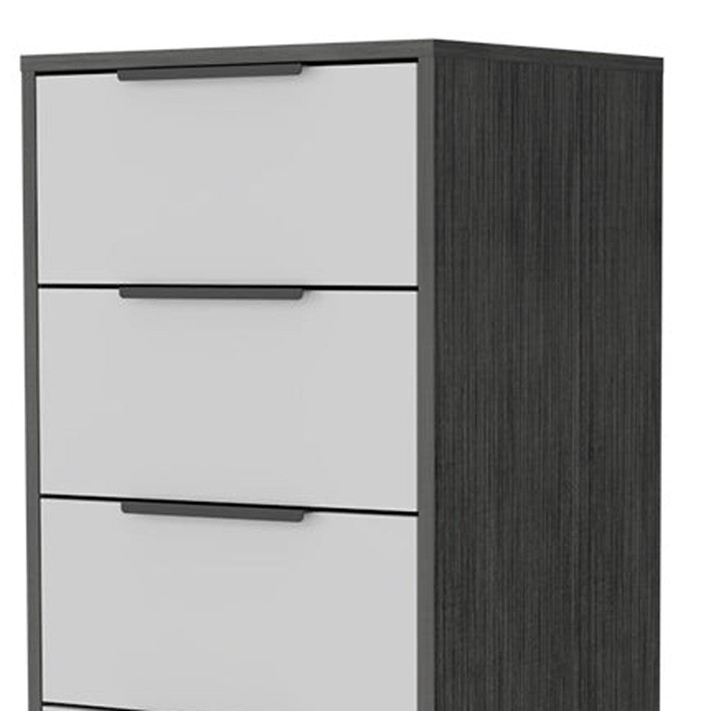 18" White And Gray Wood Five Drawer Dresser