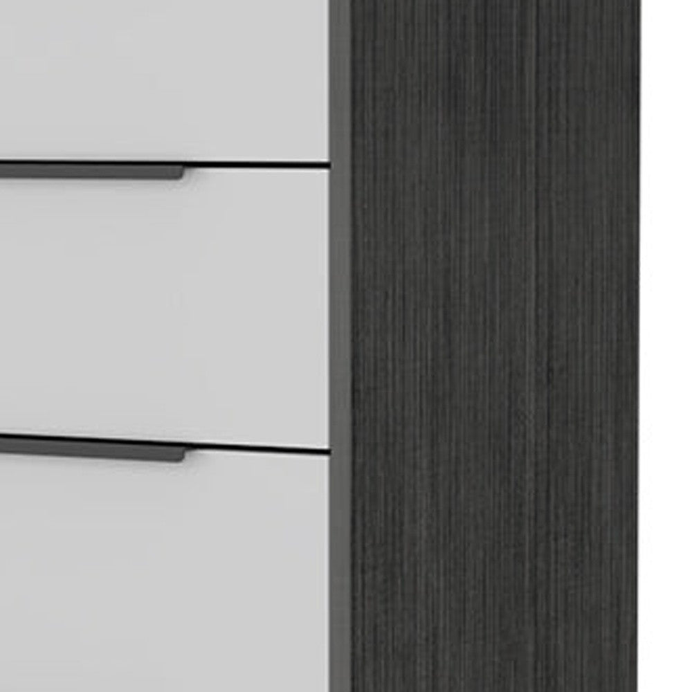 18" White And Gray Wood Five Drawer Dresser