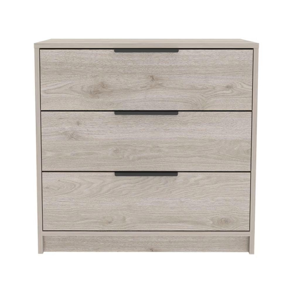 28" Light Gray Wood Three Drawer Dresser