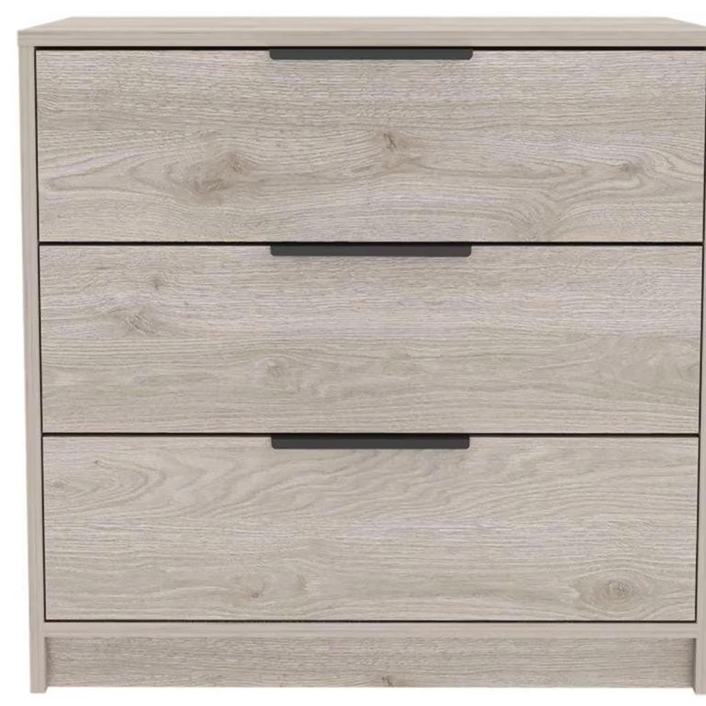 28" Light Gray Wood Three Drawer Dresser