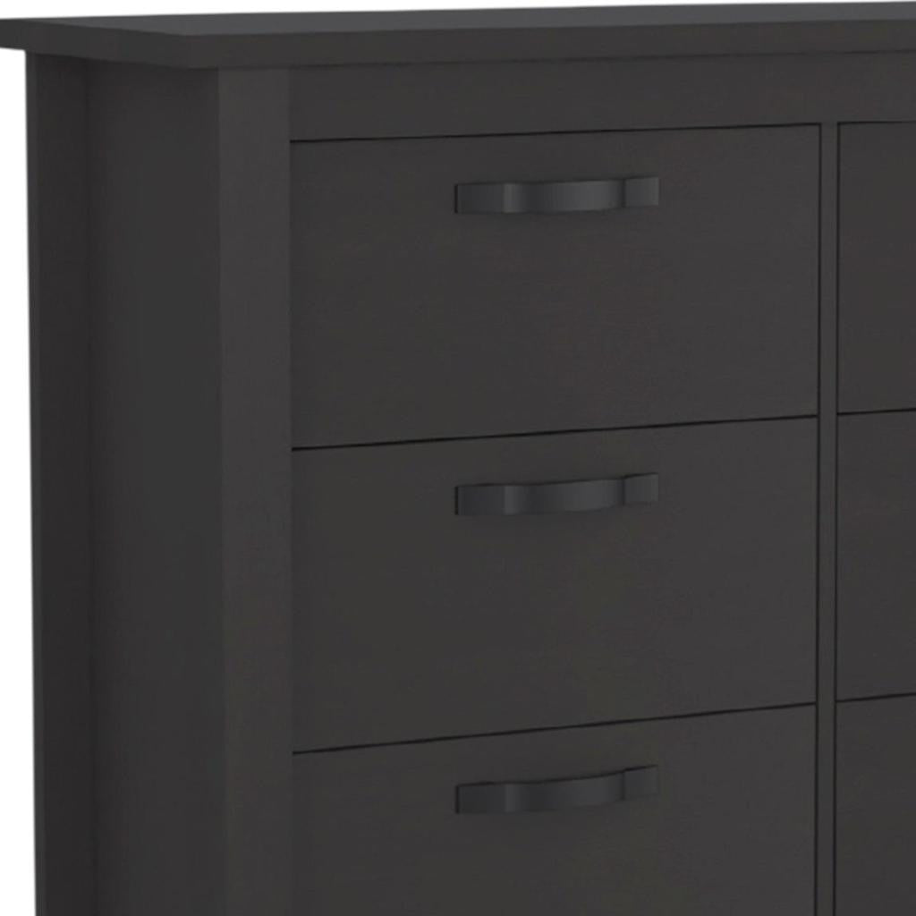 36" Black Wood Six Drawer Double Dresser