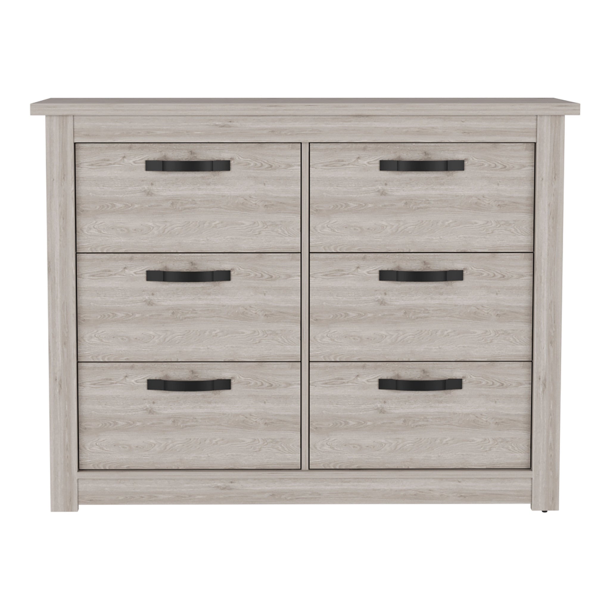 47" Oak Wood Six Drawer Dresser