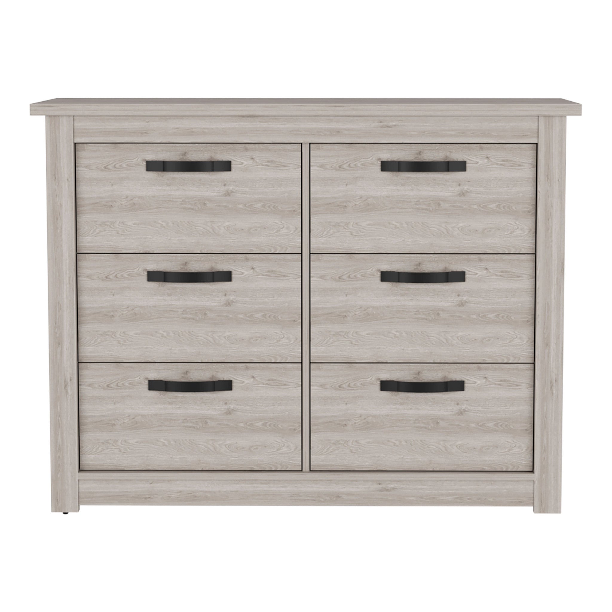47" Oak Wood Six Drawer Dresser