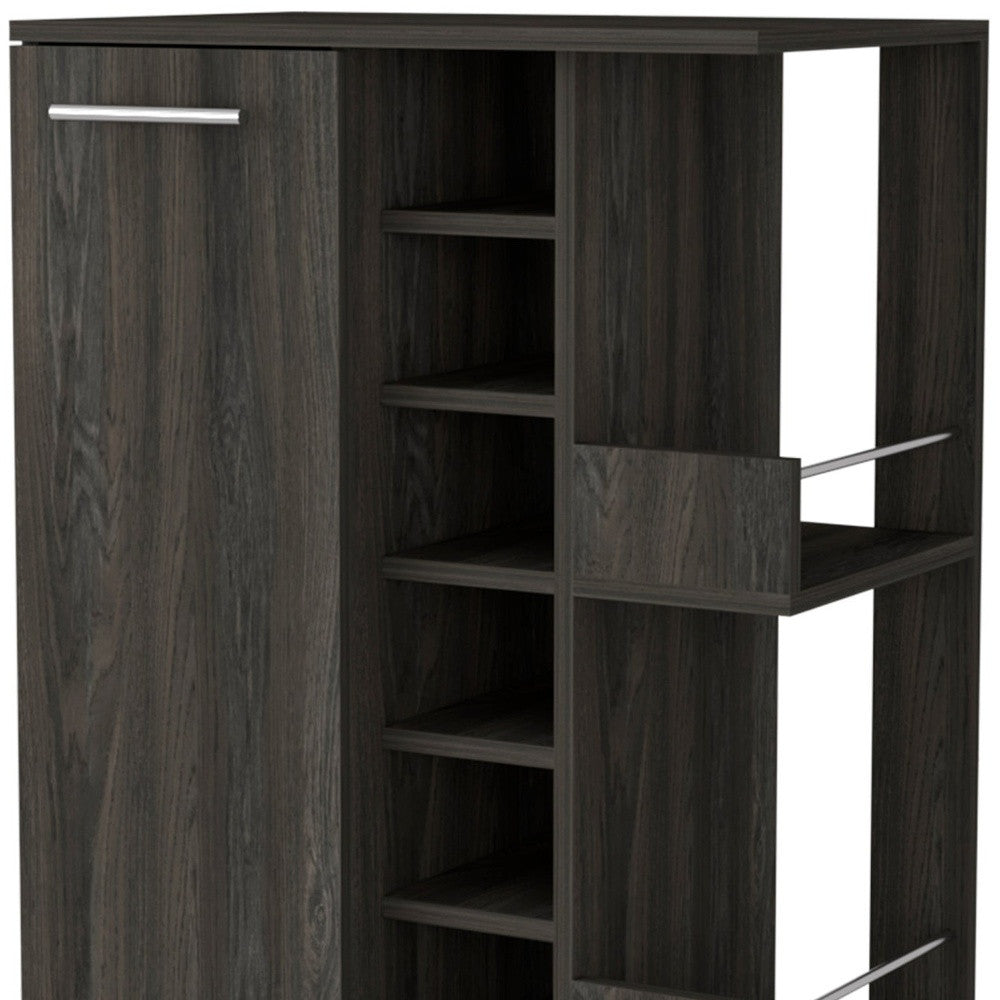 Espresso Rolling Bar Cart With Wine Storage