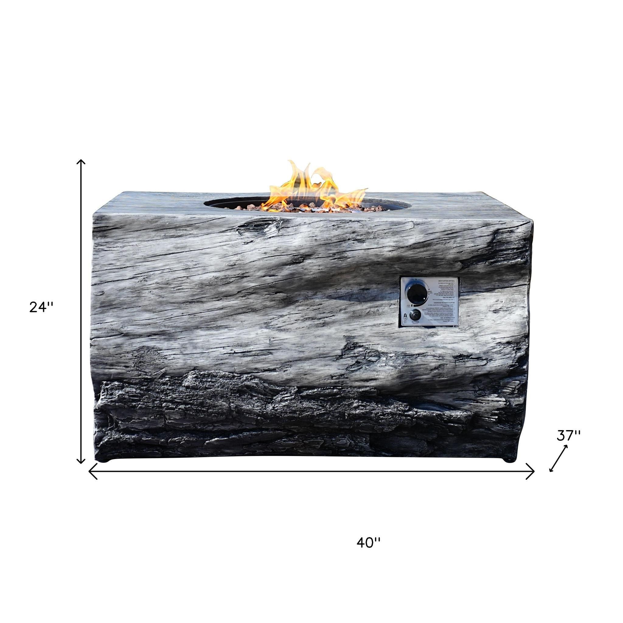 50000 BTU 40" Gray Aluminum Natural Gas Rectangular Fire Pit With Cover
