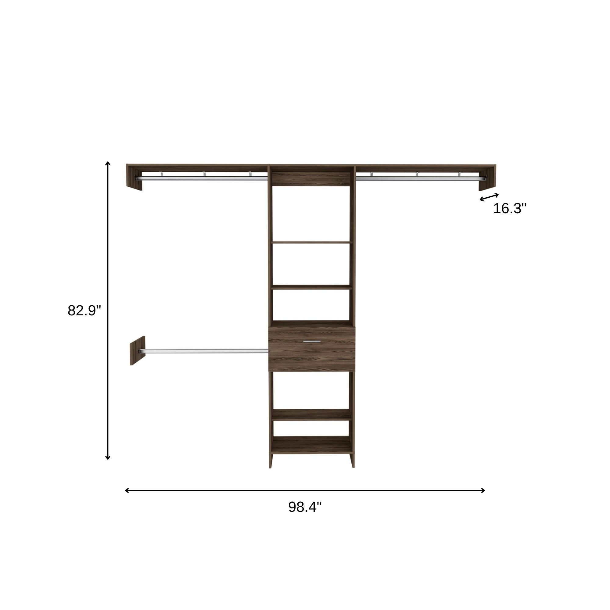 98" Brown Wood Closet System