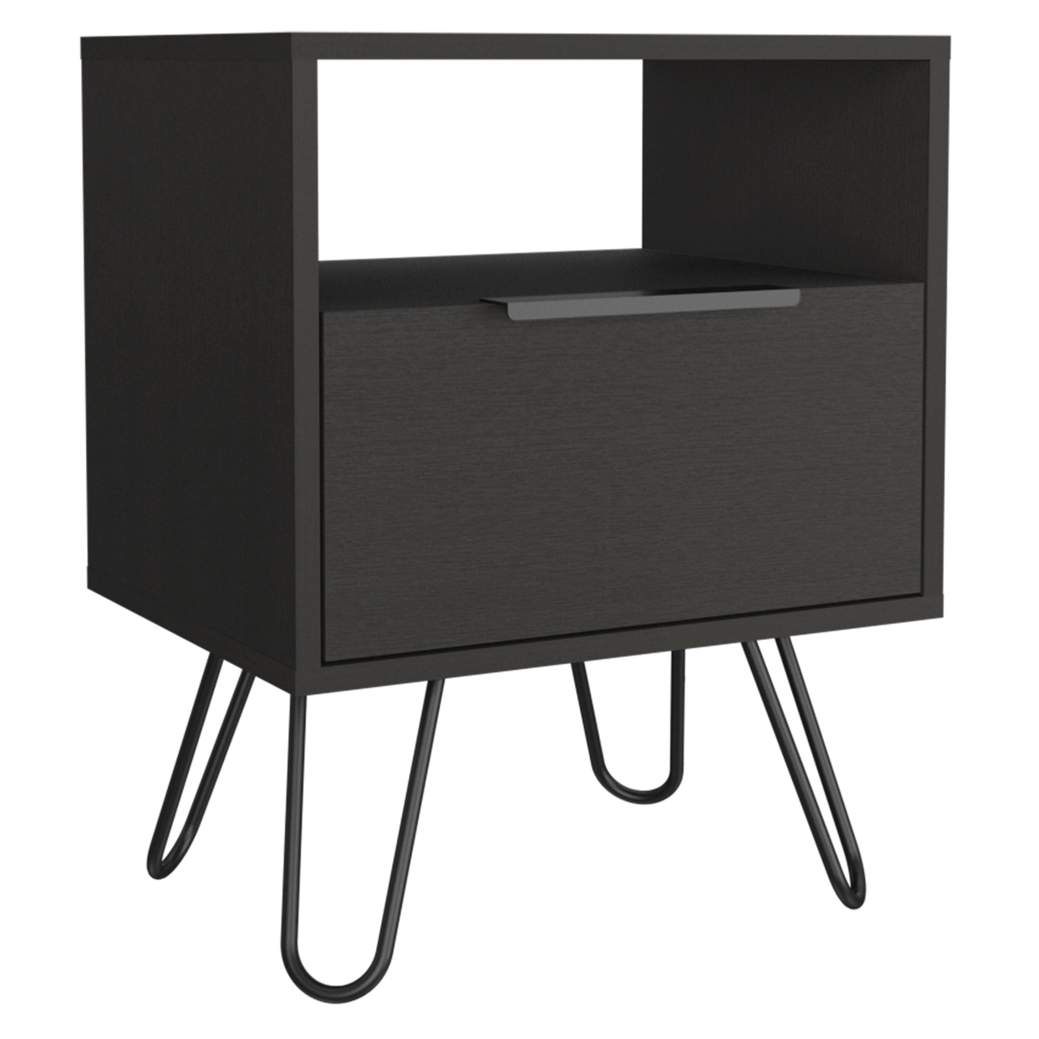 22" Black Wood Nightstand