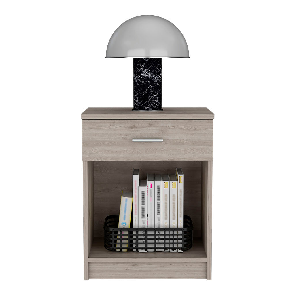 22" Gray Wood One Drawer Nightstand