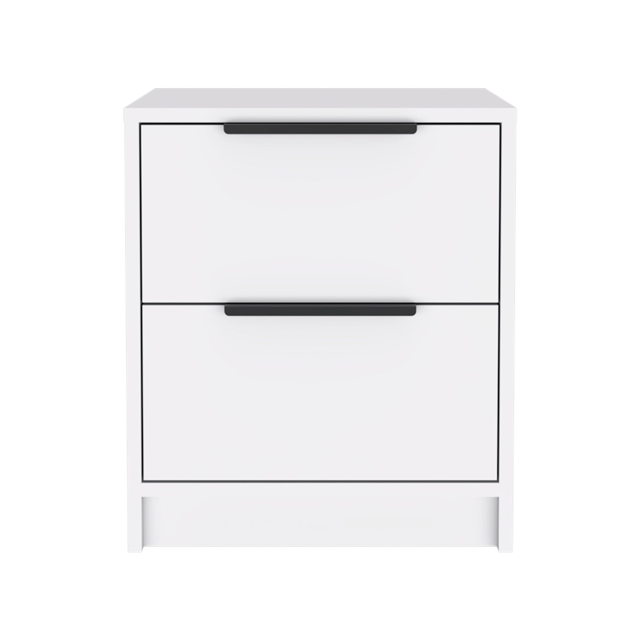 19" White Wood Two Drawer Nightstand