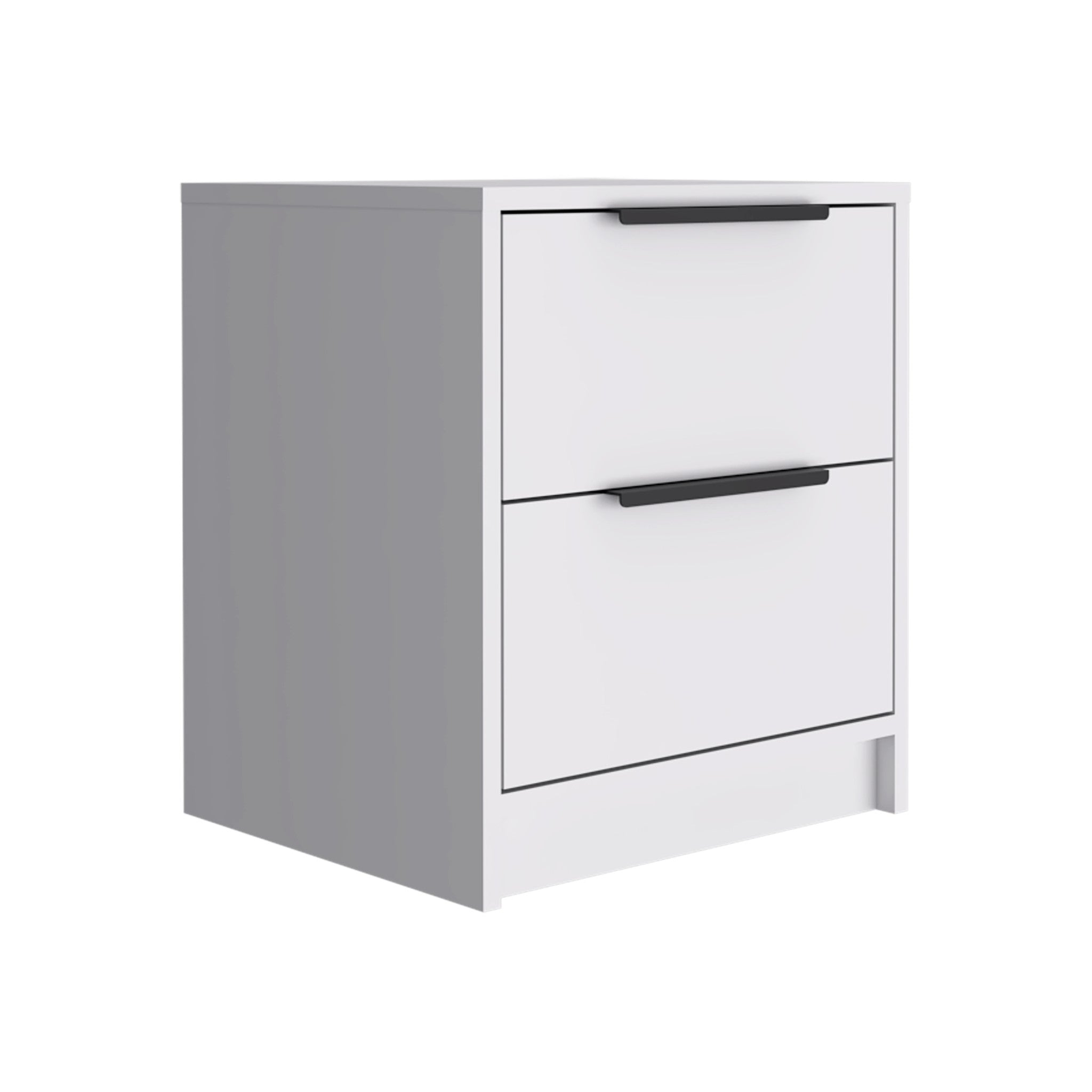 19" White Wood Two Drawer Nightstand