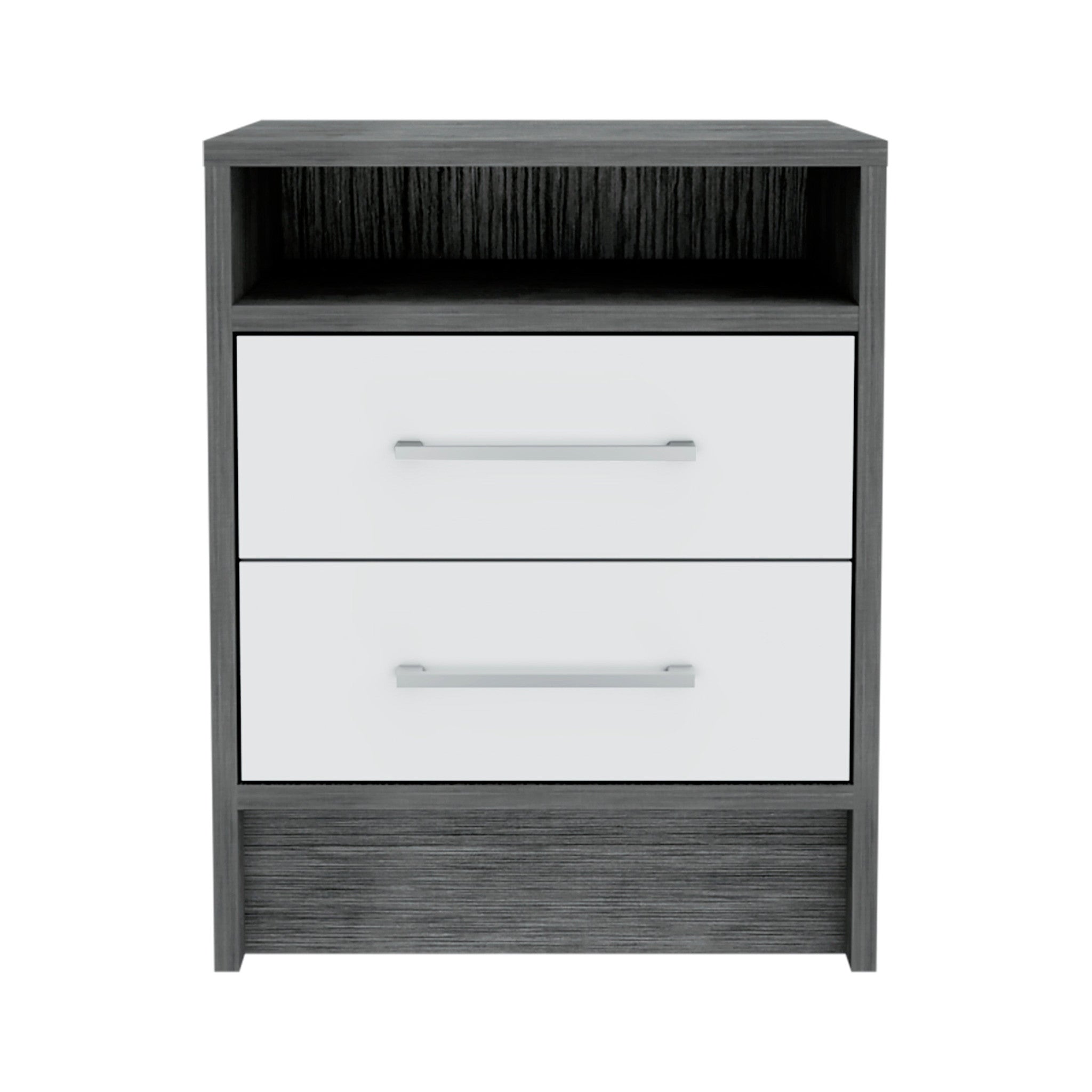20" Gray Wood Two Drawer Nightstand