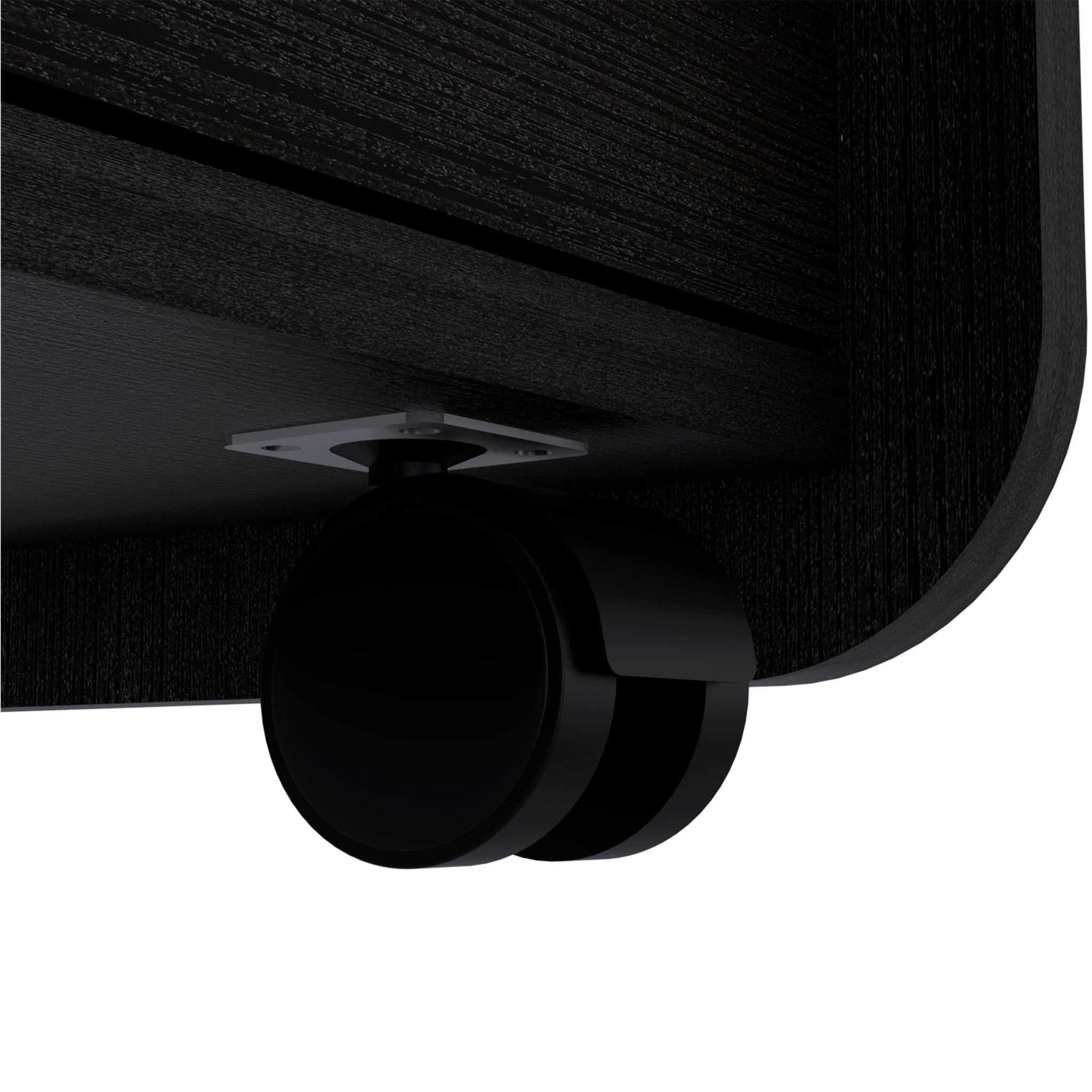 22" Black Wood Two Drawer Nightstand