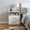 20" White Wood Two Drawer Nightstand