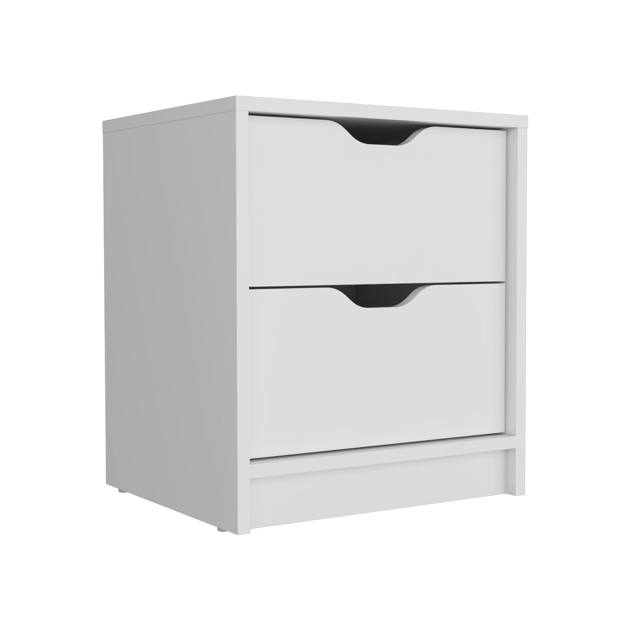 19" White Wood Two Drawer Nightstand