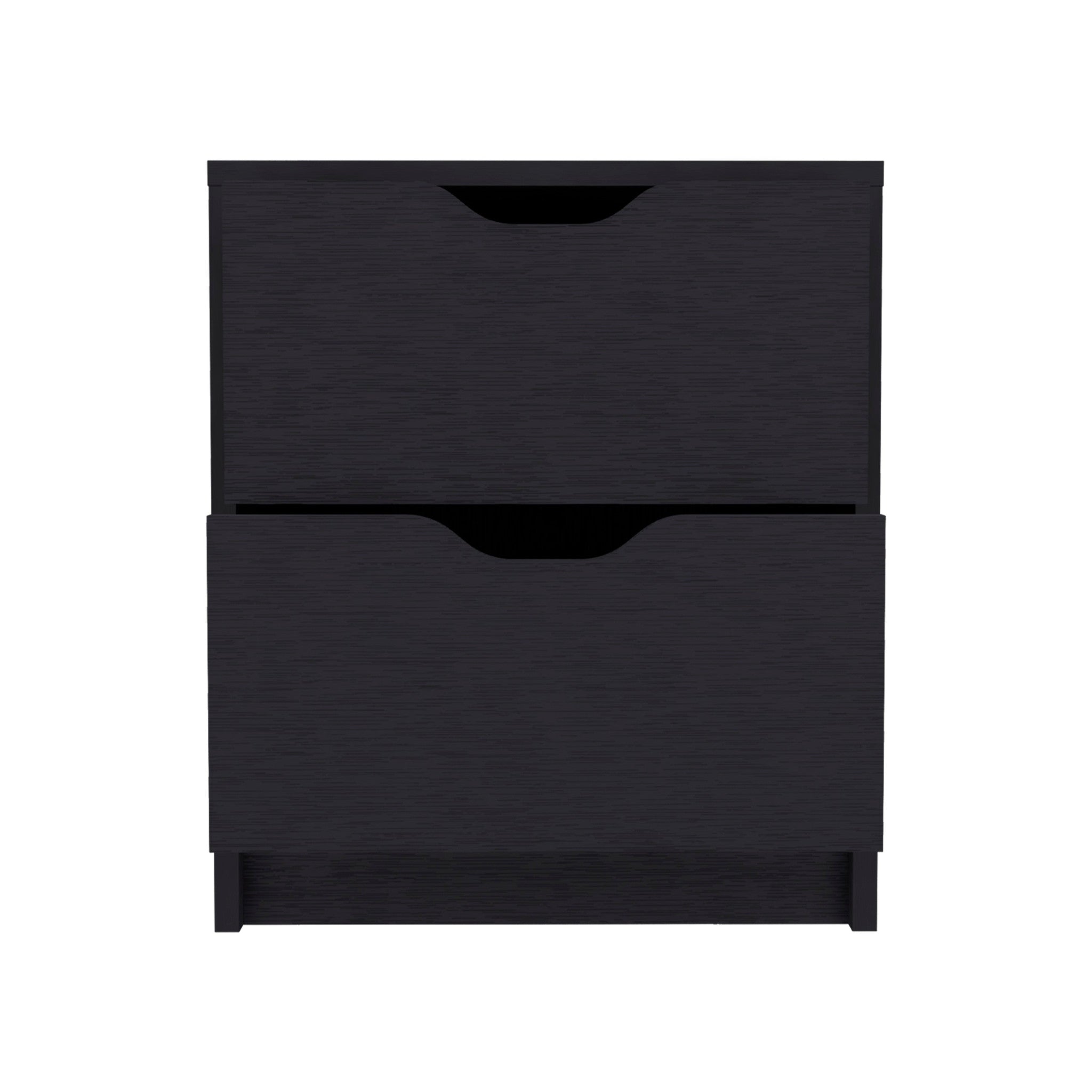 19" Black Wood Two Drawer Nightstand