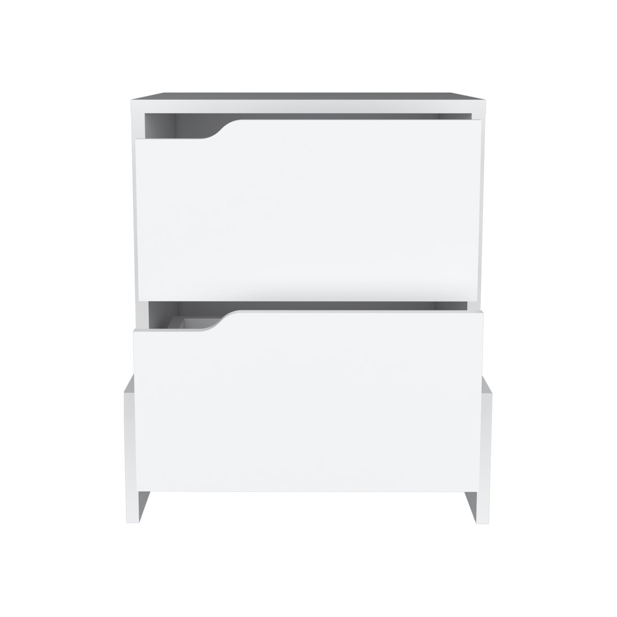 20" White Wood Two Drawer Nightstand