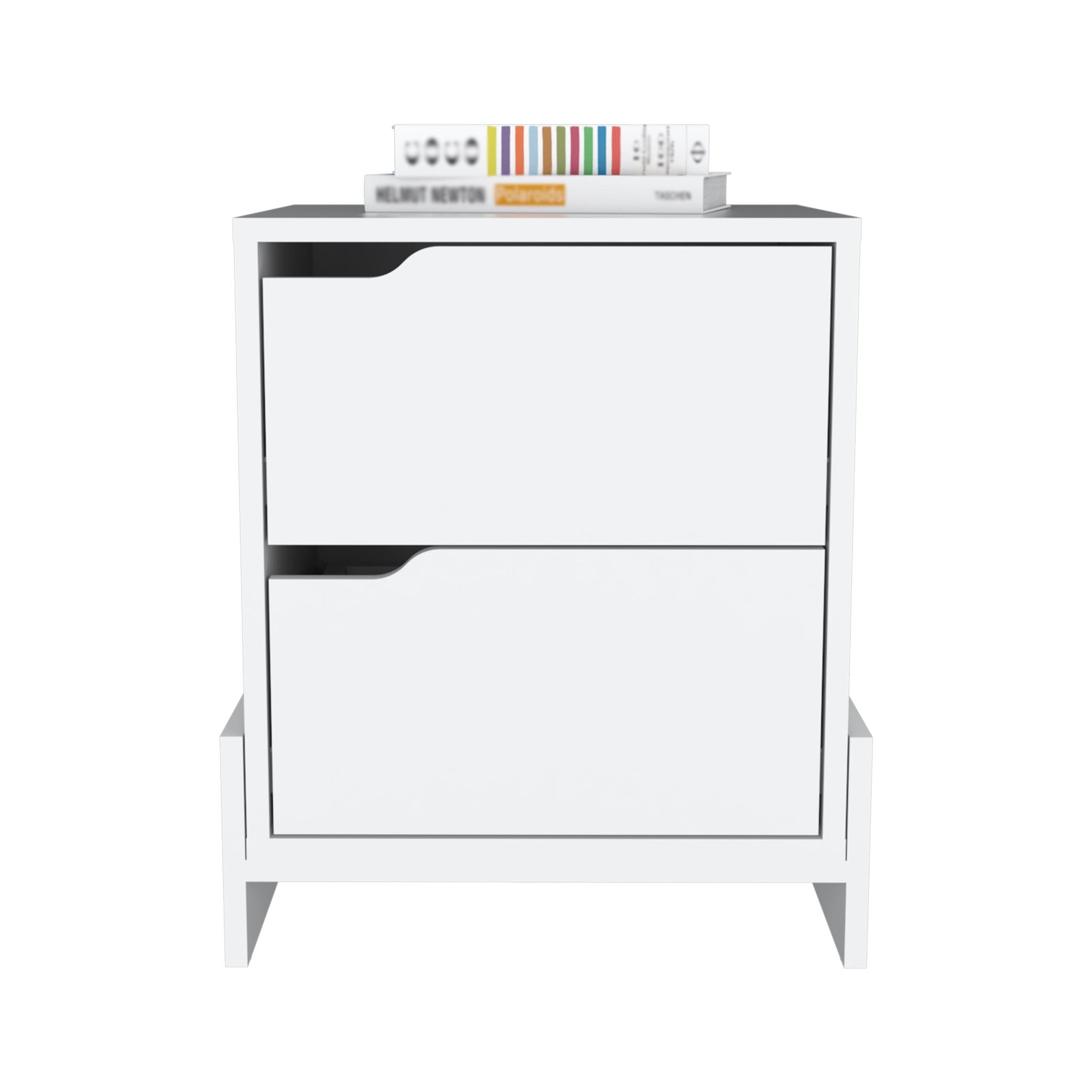 20" White Wood Two Drawer Nightstand