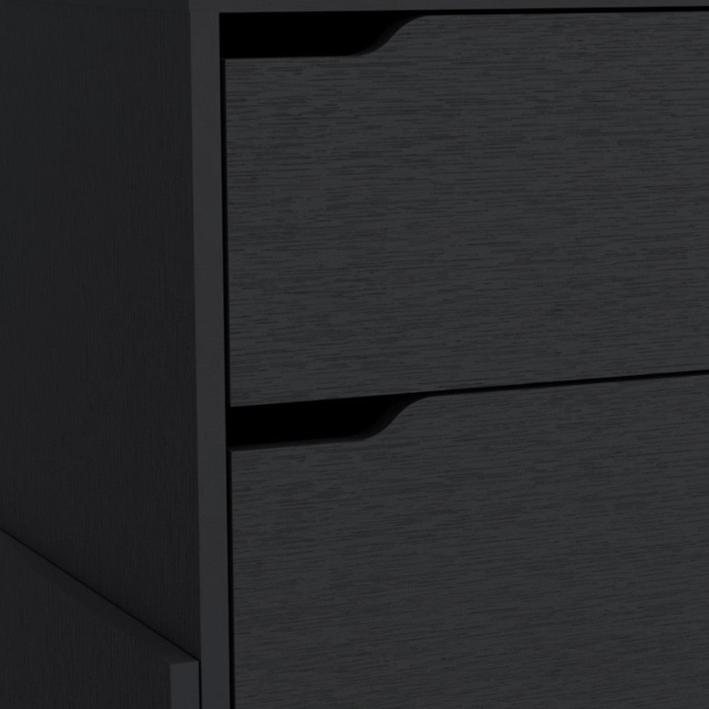 20" Black Wood Two Drawer Nightstand