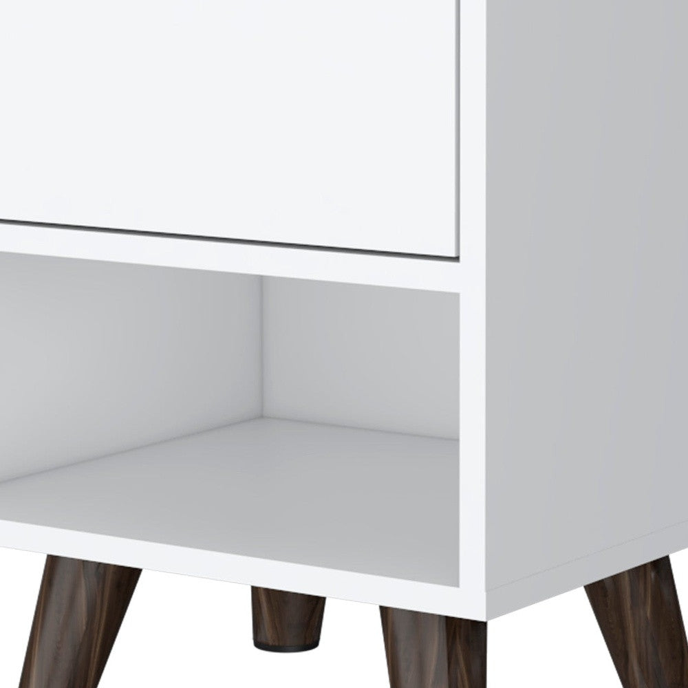 19" White Wood One Drawer Nightstand