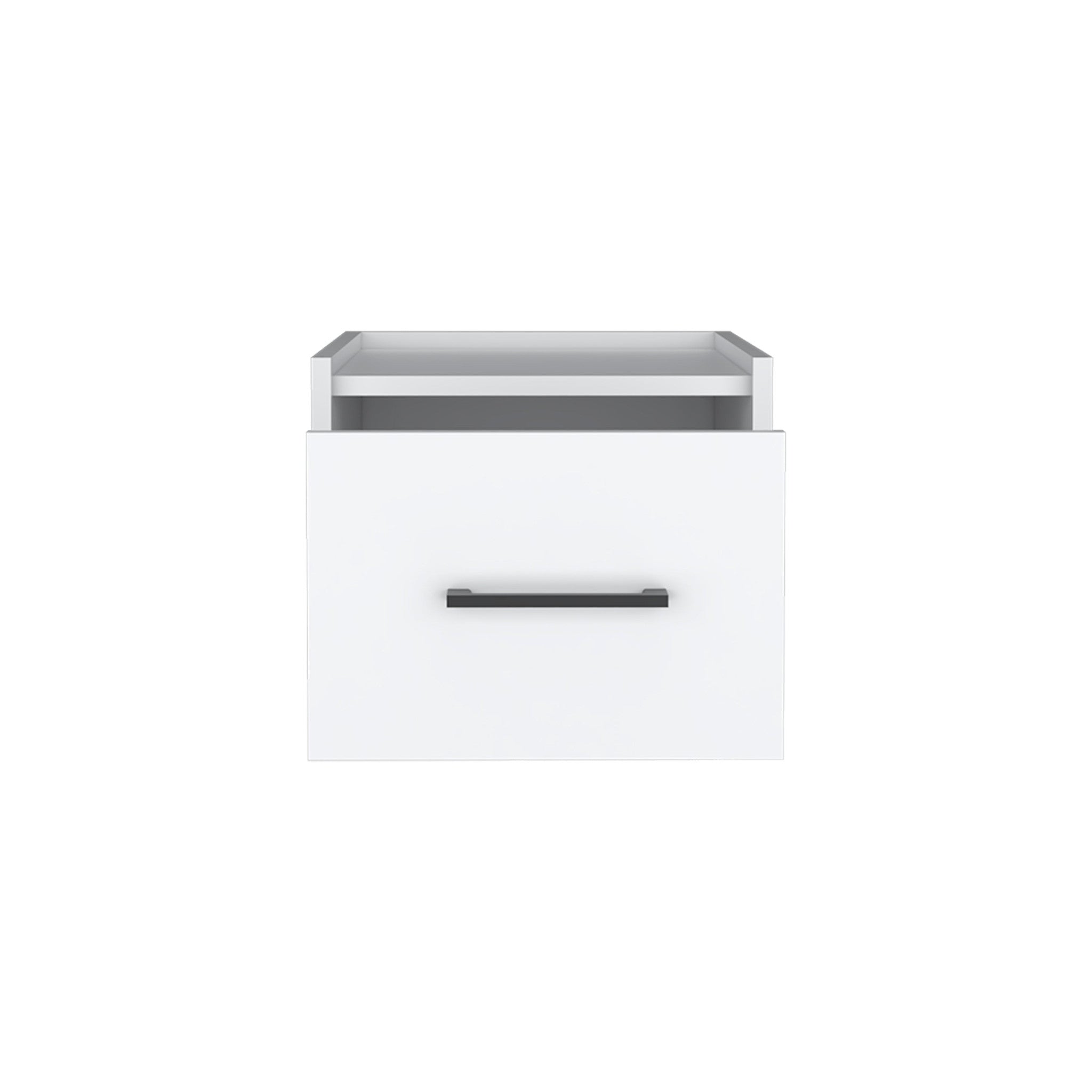 10" White Wood One Drawer Floating Nightstand