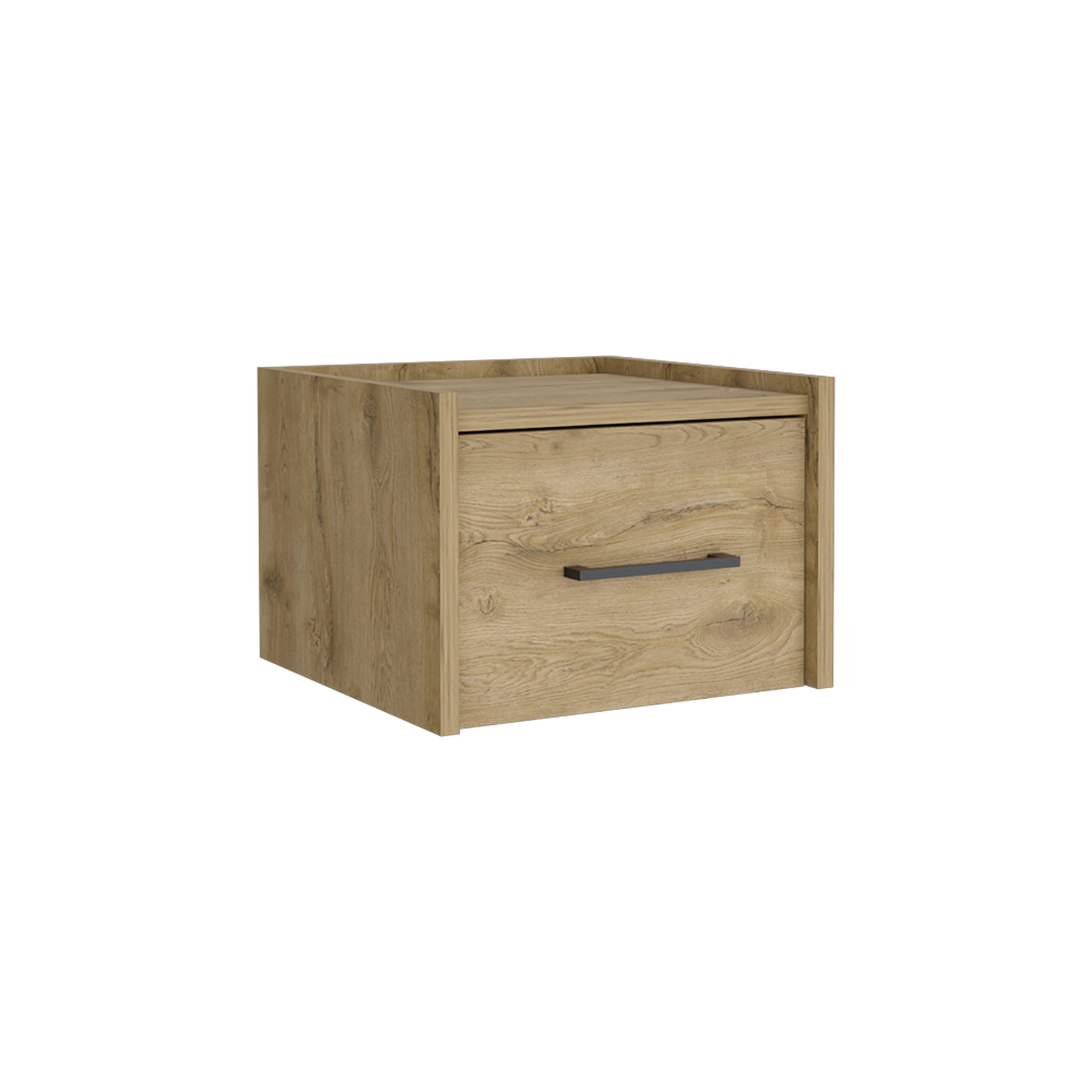 10" Beige One Drawer Faux Wood Nightstand