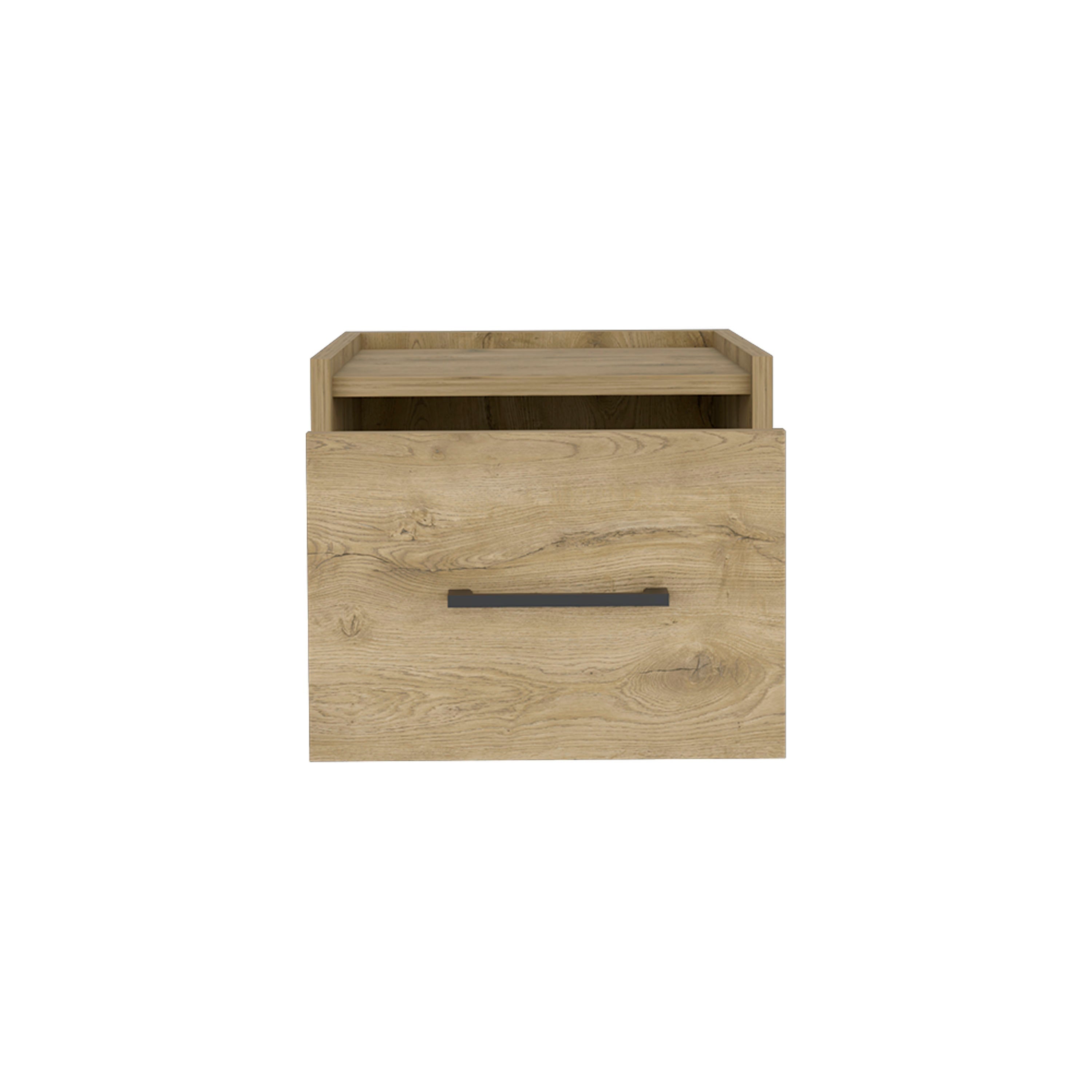 10" Beige One Drawer Faux Wood Nightstand