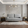 69" Gray Velvet Sofa And Toss Pillows With Dark Brown Legs
