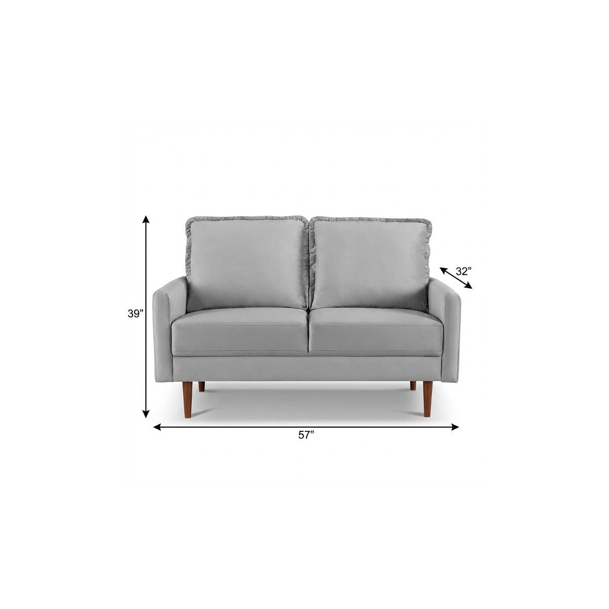 57" Gray And Dark Brown Velvet Loveseat