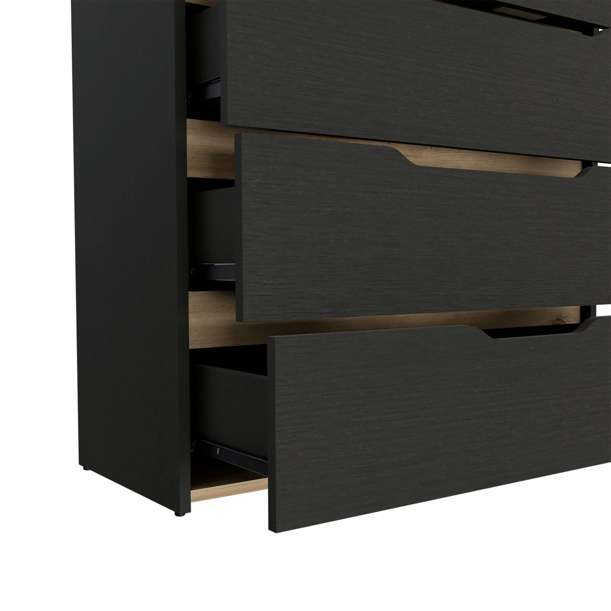 32" Natural And Black Four Drawer Dresser