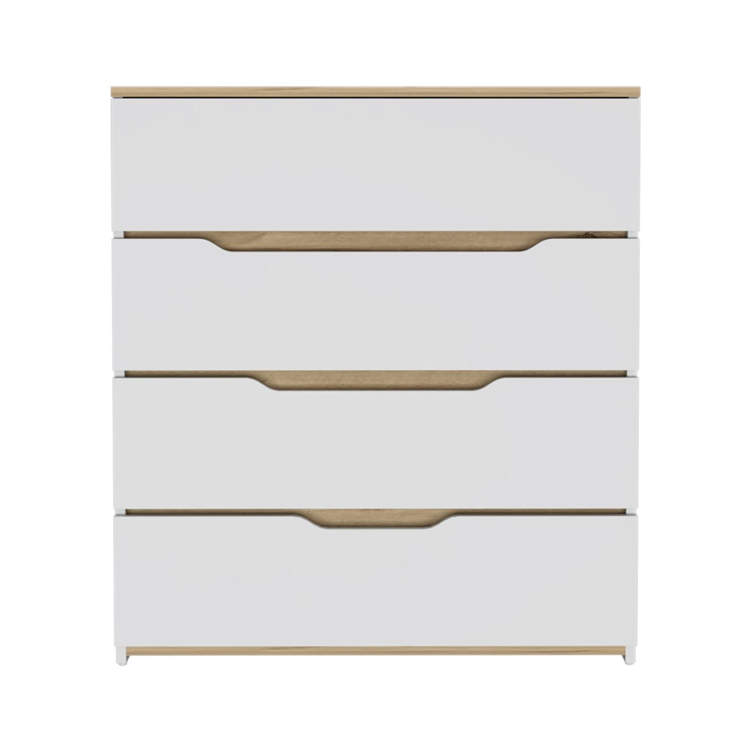 32" White And Natural Wood Four Drawer Dresser