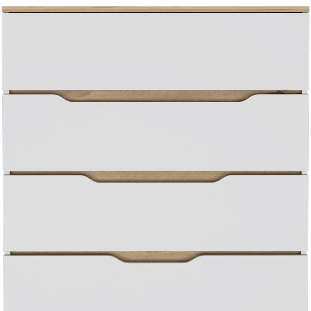 32" White And Natural Wood Four Drawer Dresser