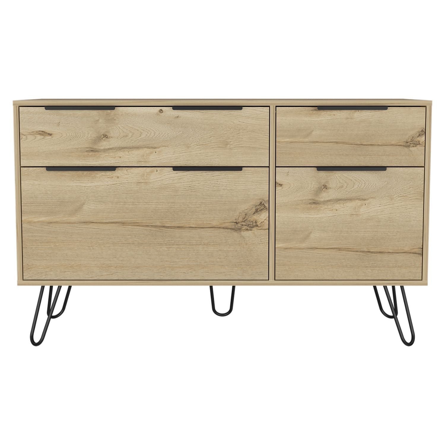 47" Natural Wood Four Drawer Double Dresser