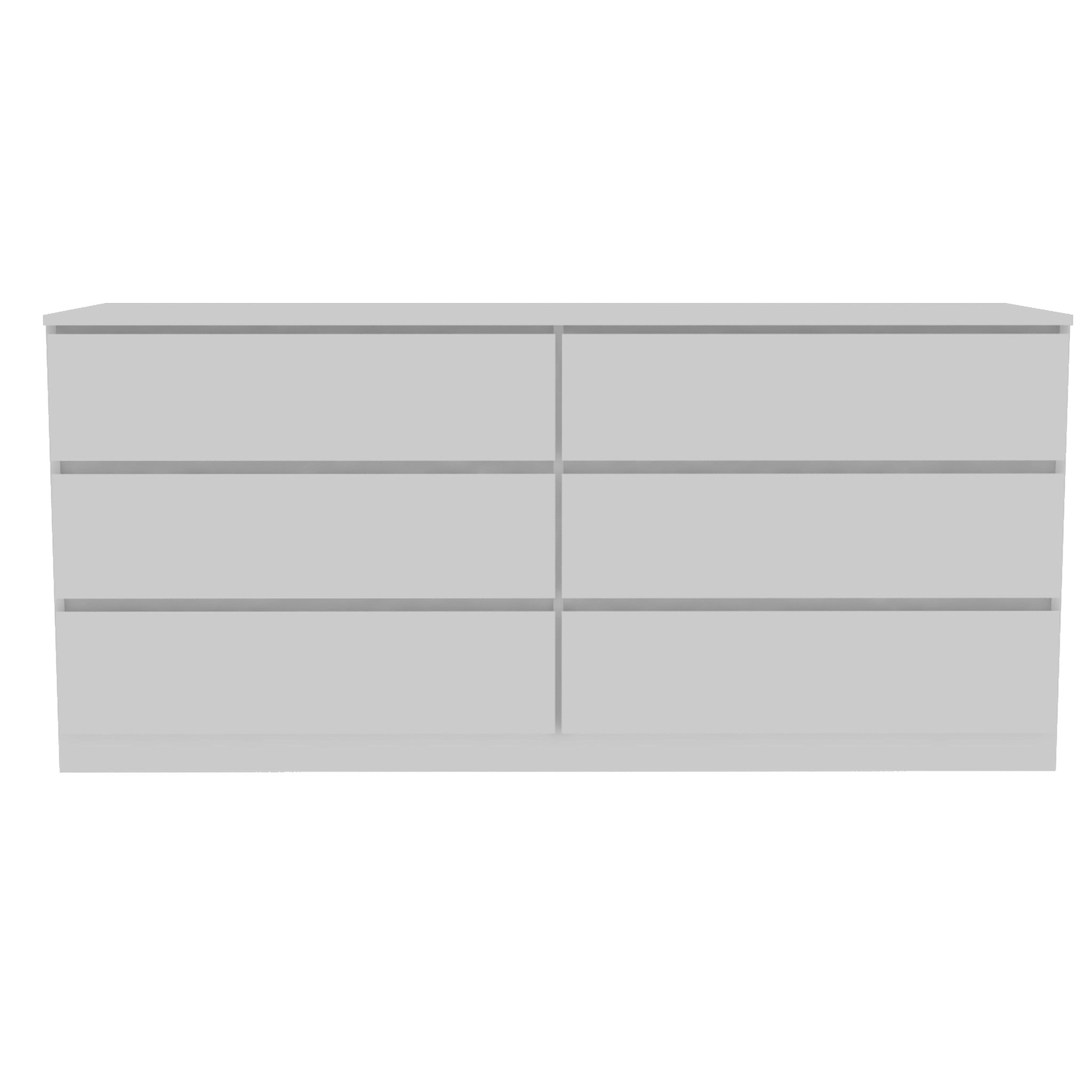 61" White Wood Six Drawer Double Dresser