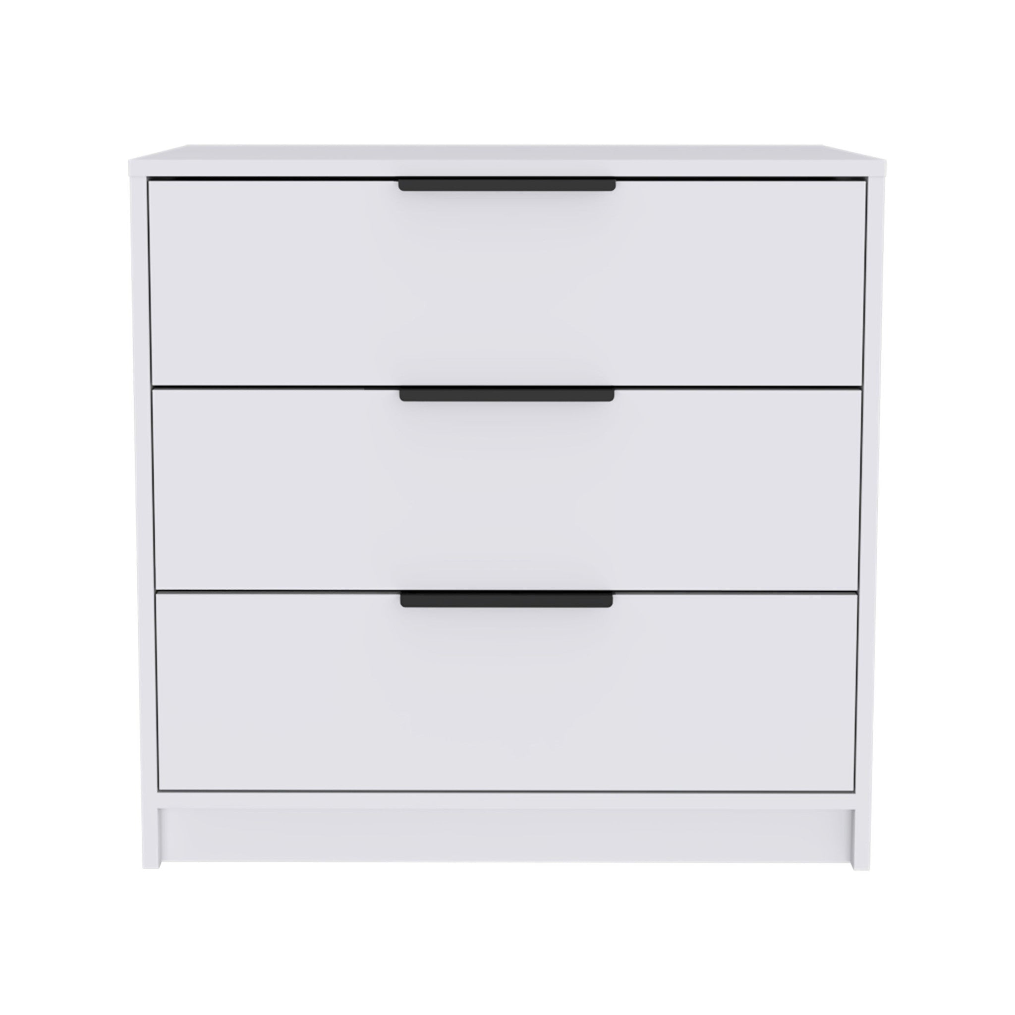 28" White Wood Three Drawer Dresser