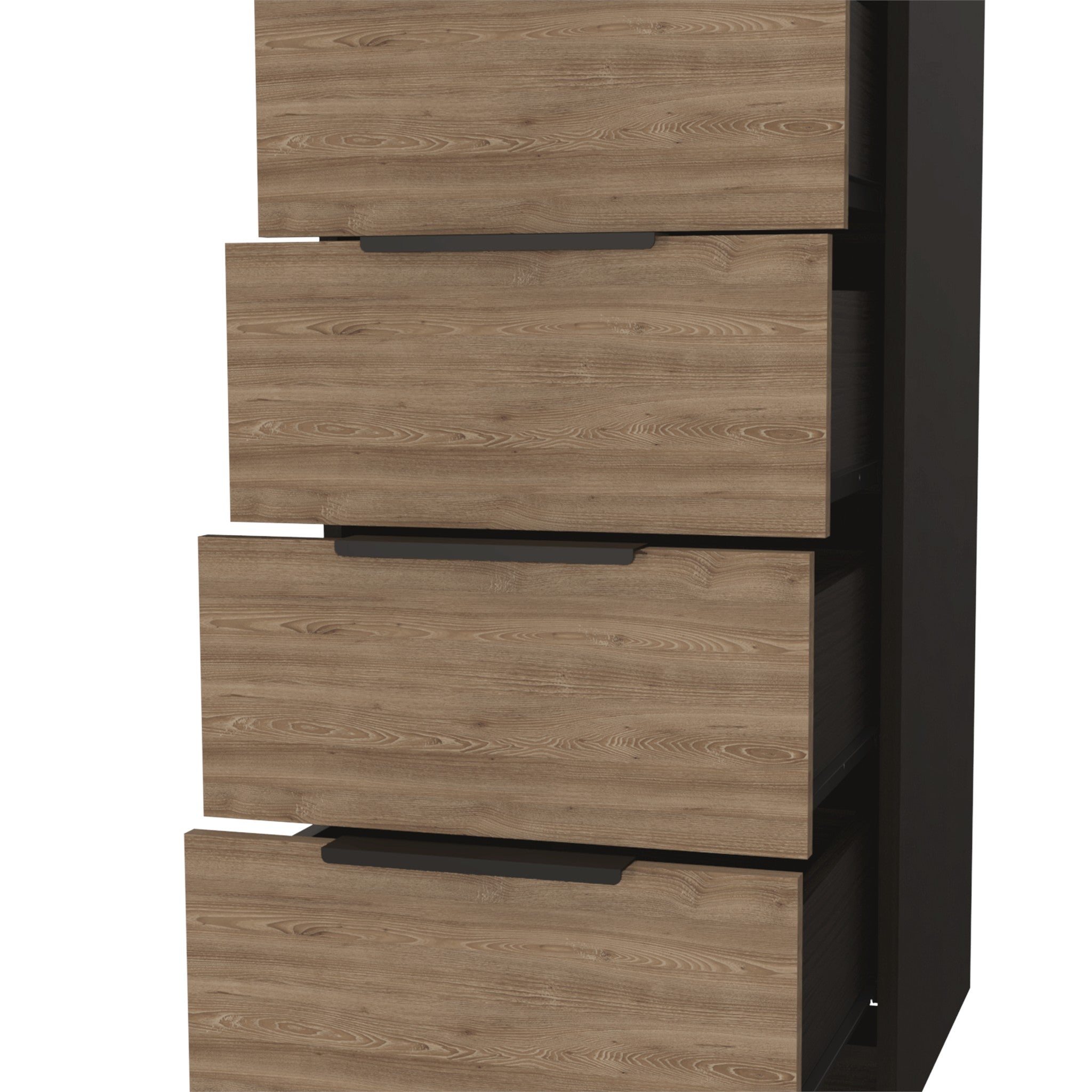 18" Brown and Black Five Drawer Standard Chest