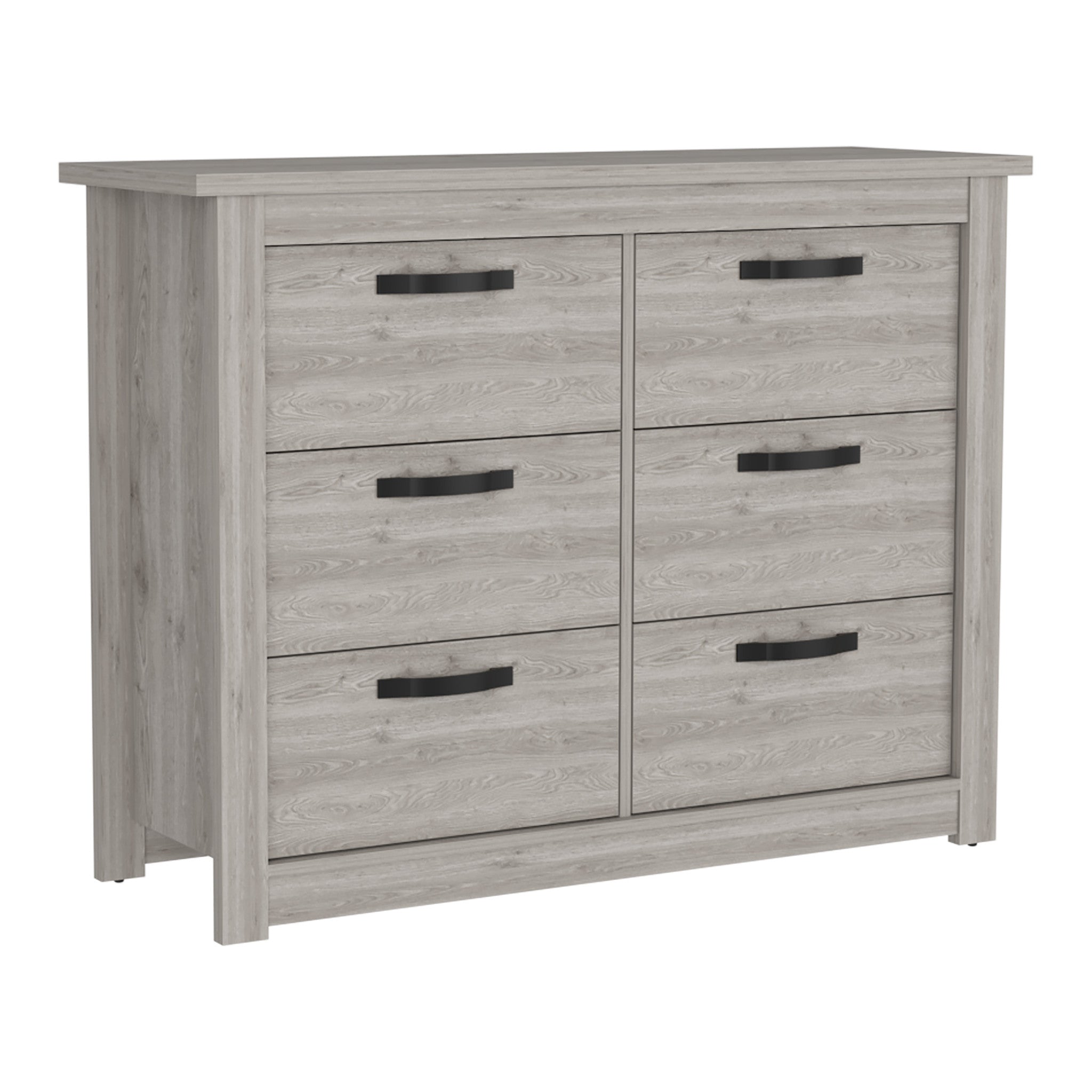 47" Light Gray Wood Six Drawer Double Dresser