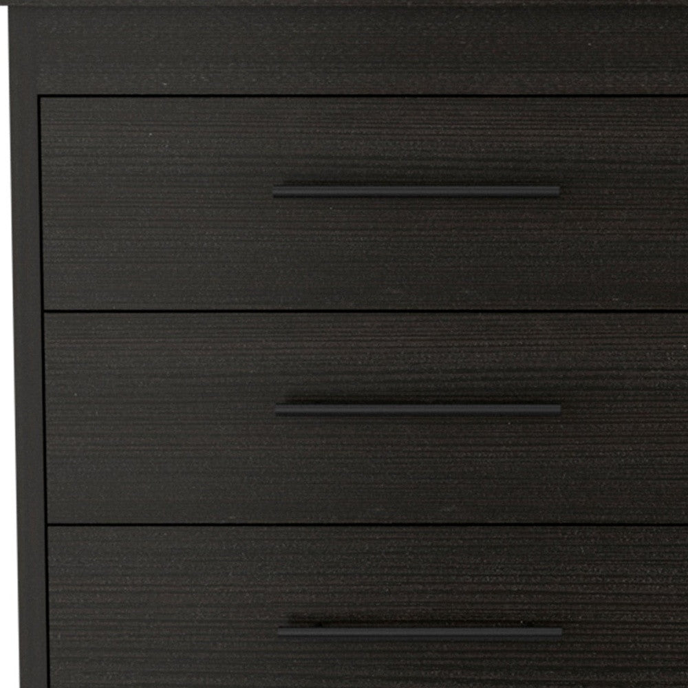 59" Black Wood Six Drawer Double Dresser