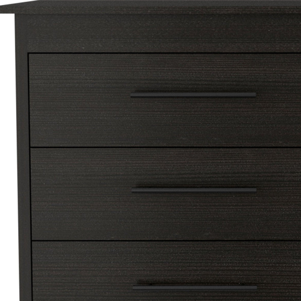 59" Black Wood Six Drawer Double Dresser