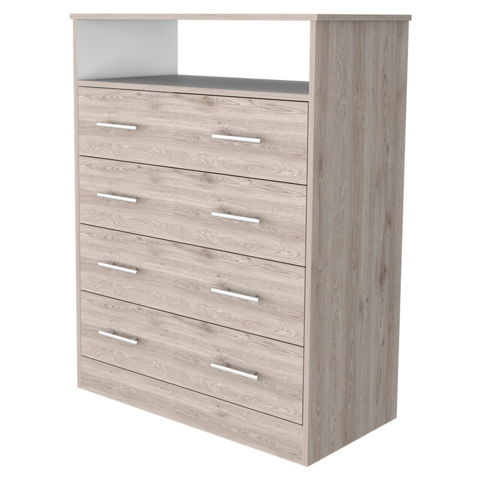 33" Light Gray Wood Four Drawer Dresser
